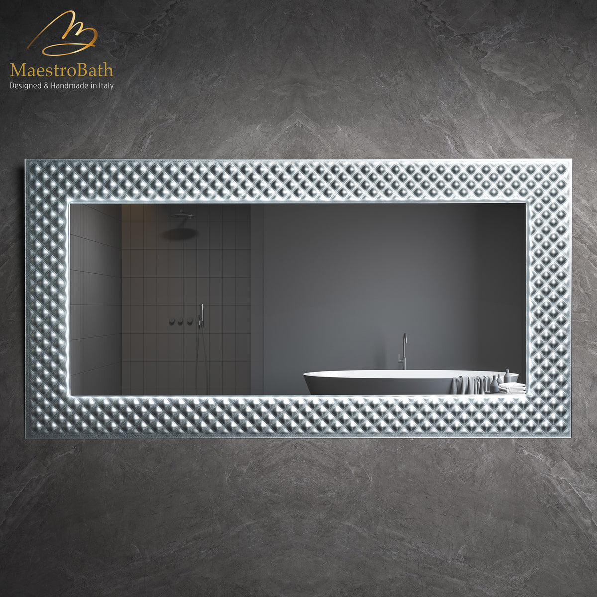 Lucent Luxury Crystal Double Vanity Mirror | Aluminum Silver #color_aluminum Silver