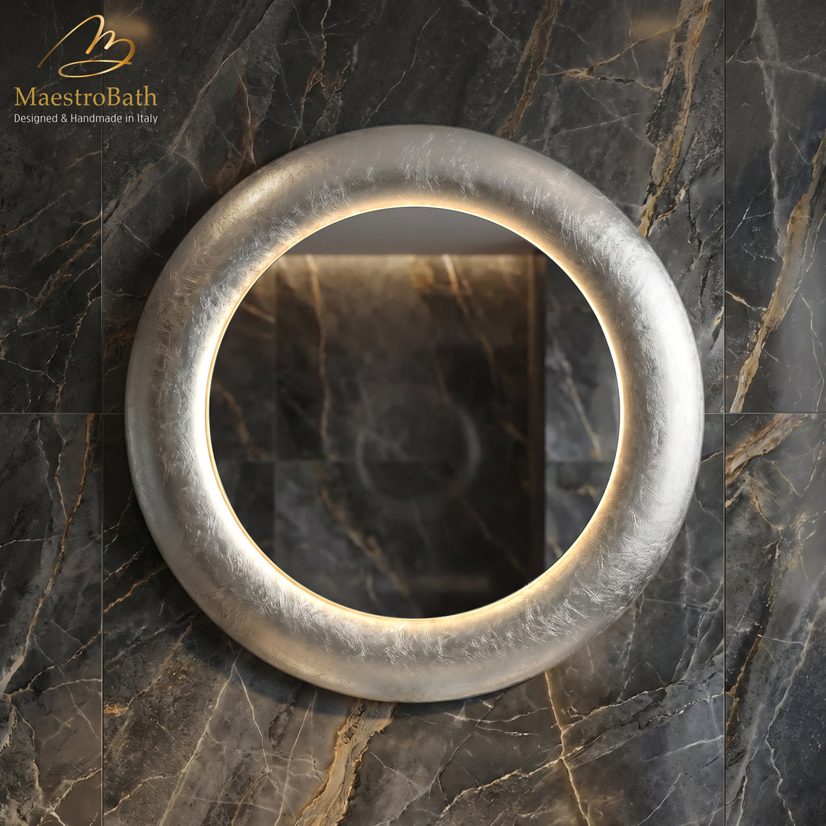 Eviden Luxury Round Mirror, luxury Resin and Glass design by MaestroBath
