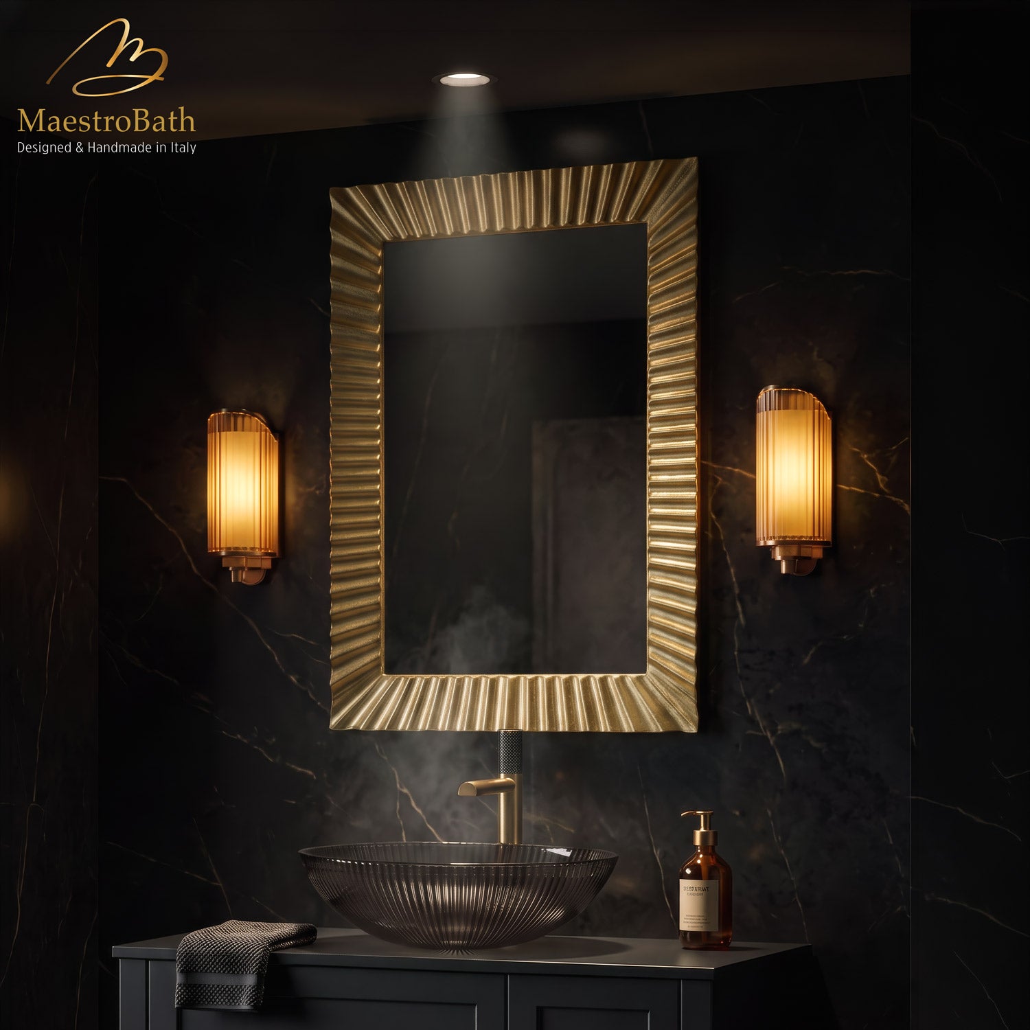 Velaro Luxury Crystal Single Vanity Mirror | Gold