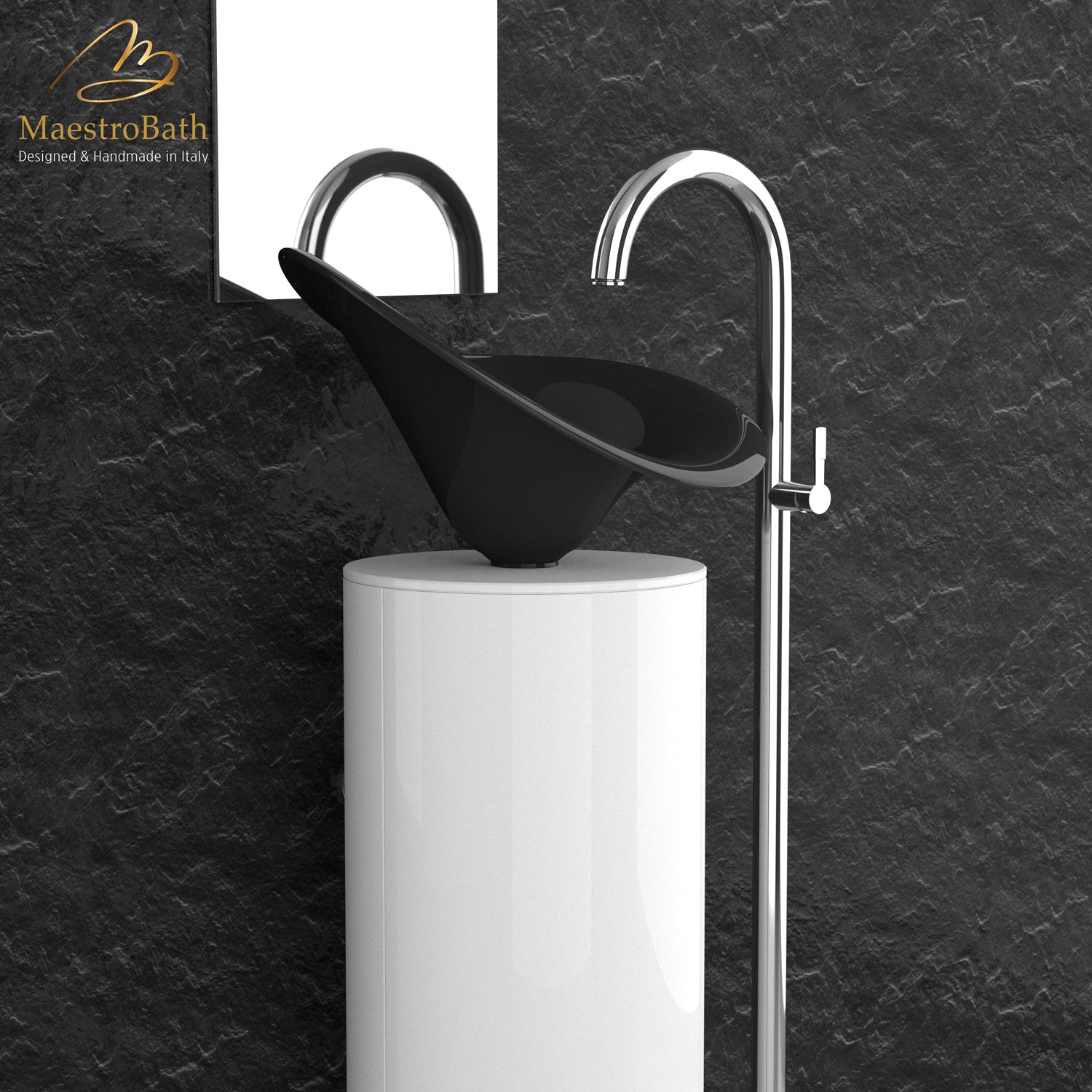 Calla Lilly Black Ultra Modern Bathroom Sink #color_black