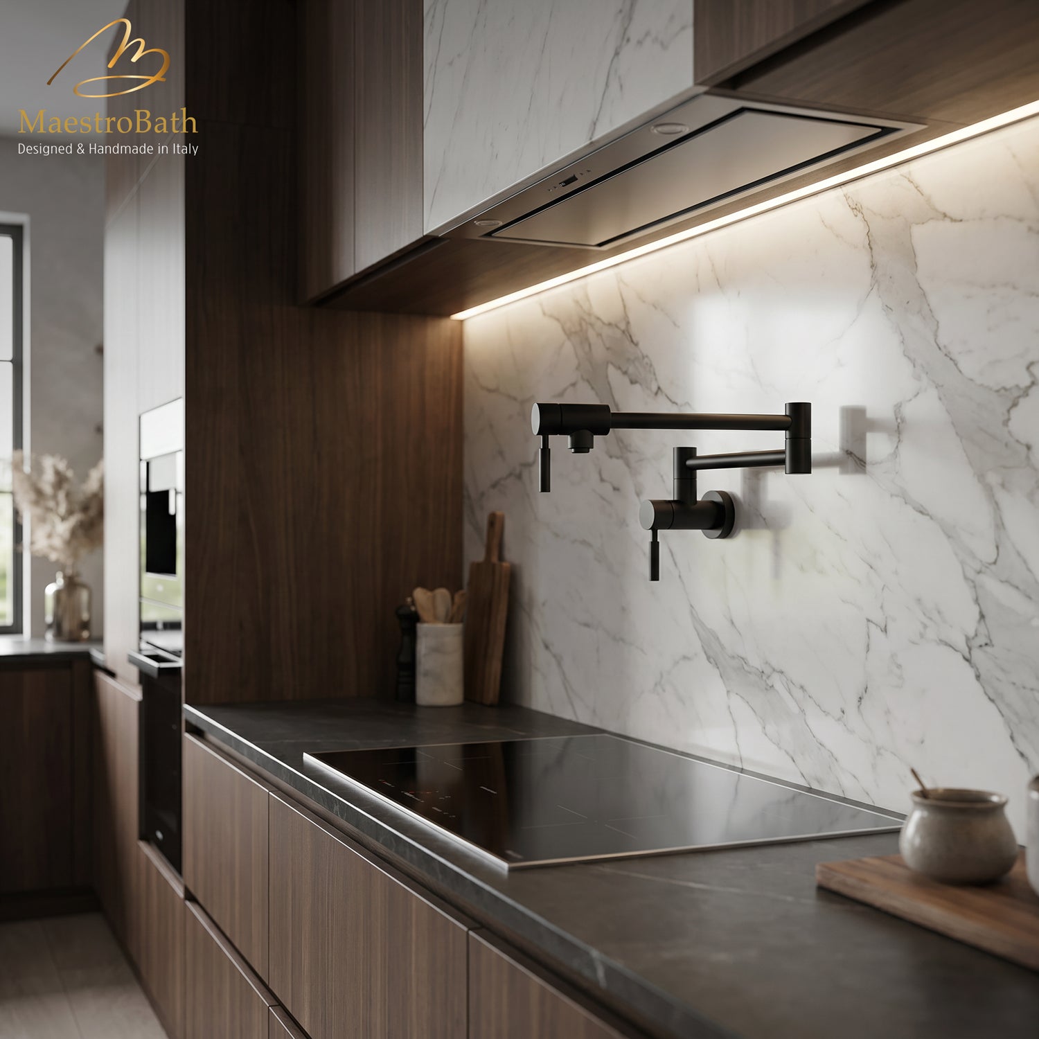 Luxury Wall-Mount Kitchen Pot Filler #color_Black