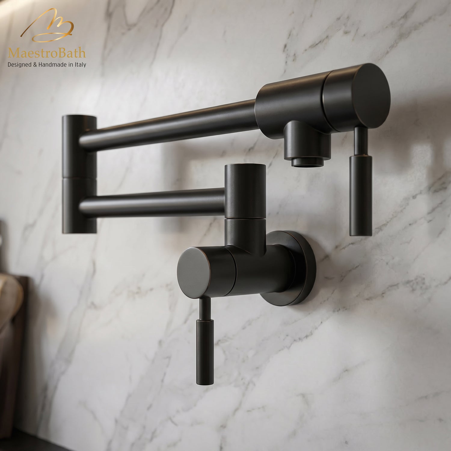 Luxury Wall-Mount Kitchen Pot Filler #color_Black