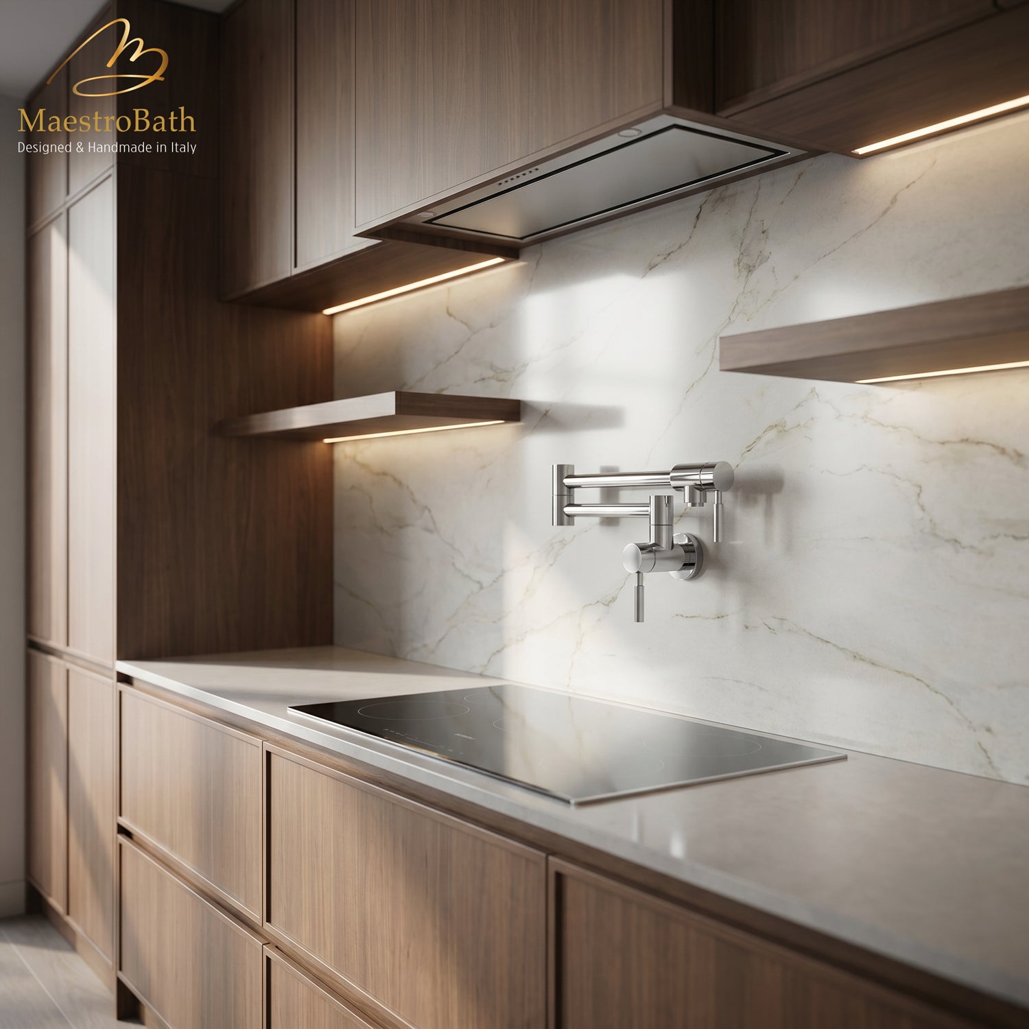 Luxury Wall-Mount Kitchen Pot Filler #color_Polished Chrome