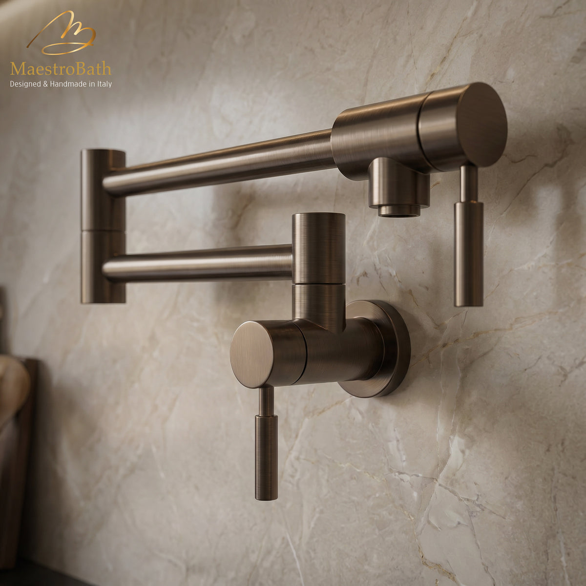 Luxury Wall-Mount Kitchen Pot Filler, 19.6 inch by 3.6 inch, made of lead-free brass #color_Tabacco