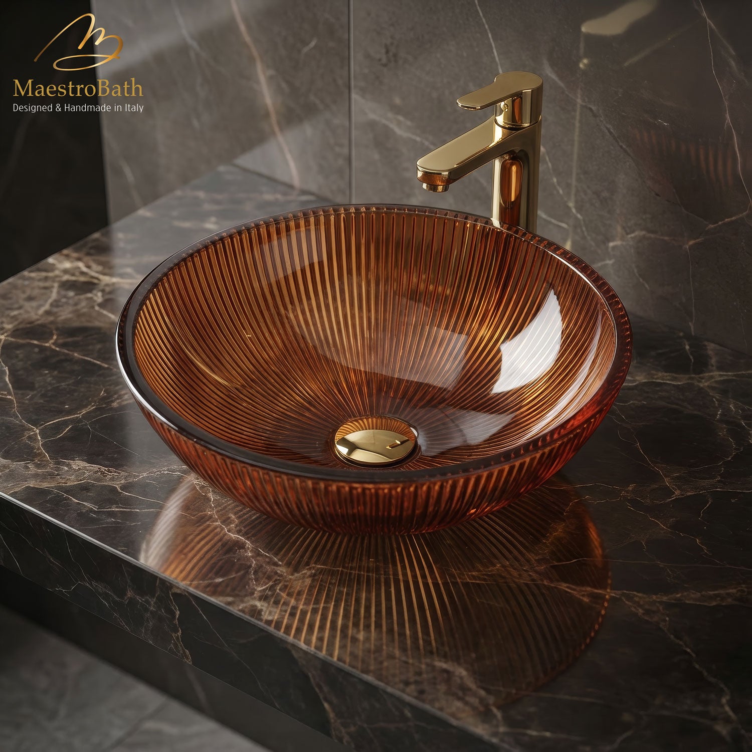 Velare Luxury Round Vessel Sink #color_Ginger