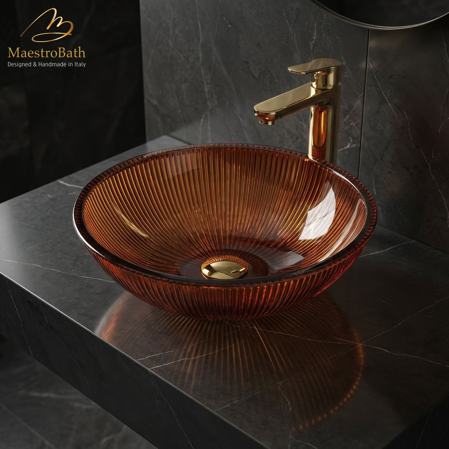 Velare Luxury Round Vessel Sink #color_Ginger