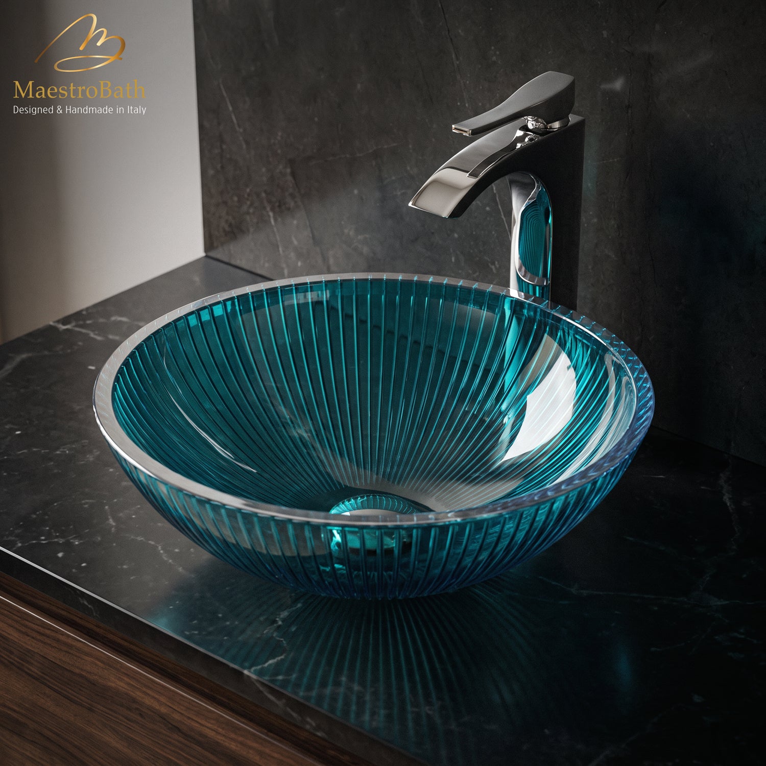 Velare Luxury Round Vessel Sink #color_Teal