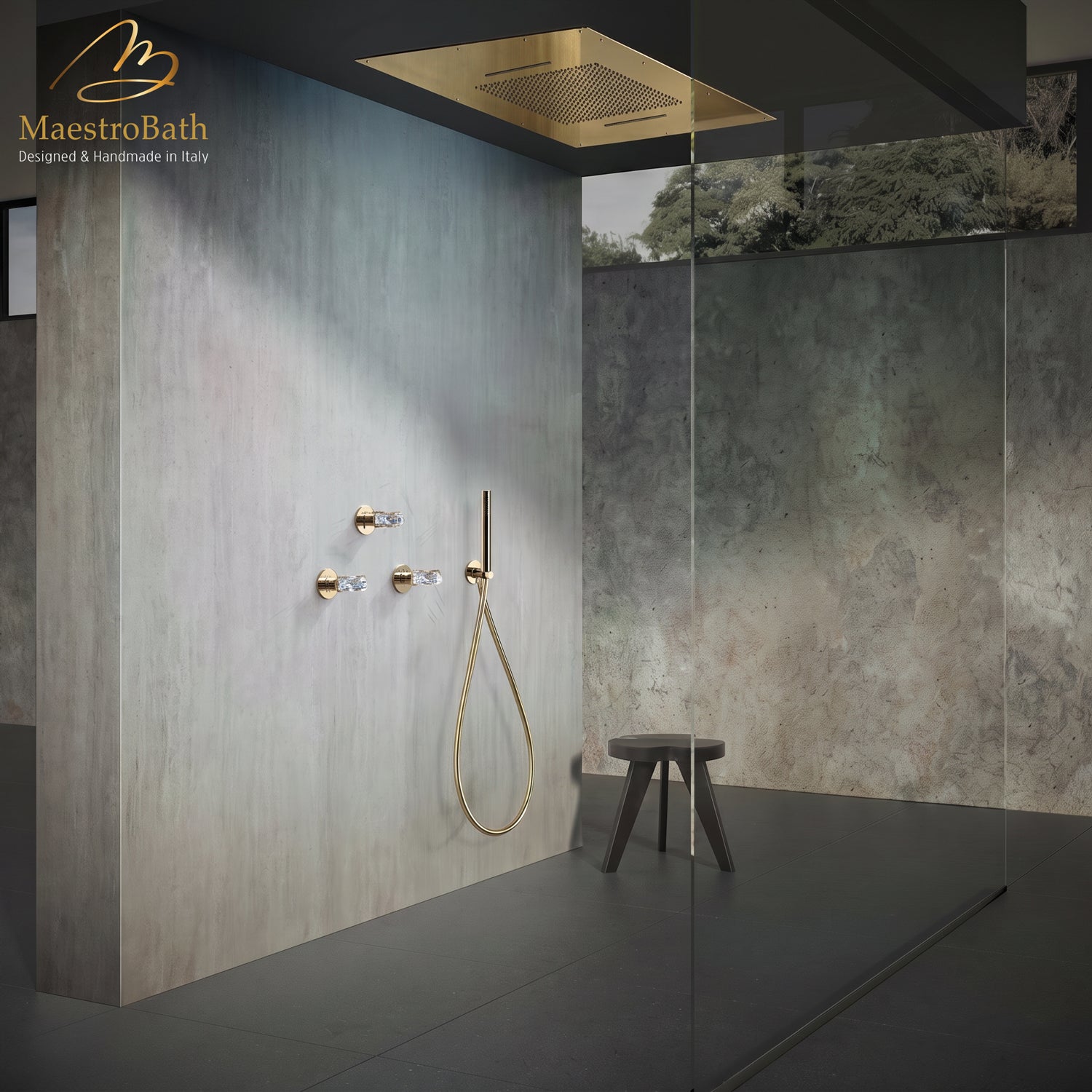 Lux Complete Shower Set in Polished Gold, luxury Brass shower system by MaestroBath #Color_Polished Gold