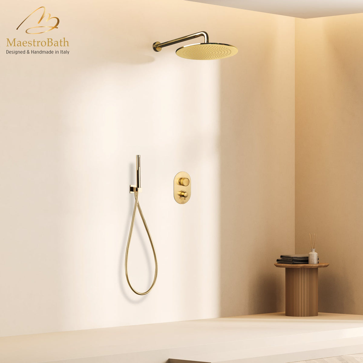 Primo Complete Shower Set, made of solid brass #color_brushed gold