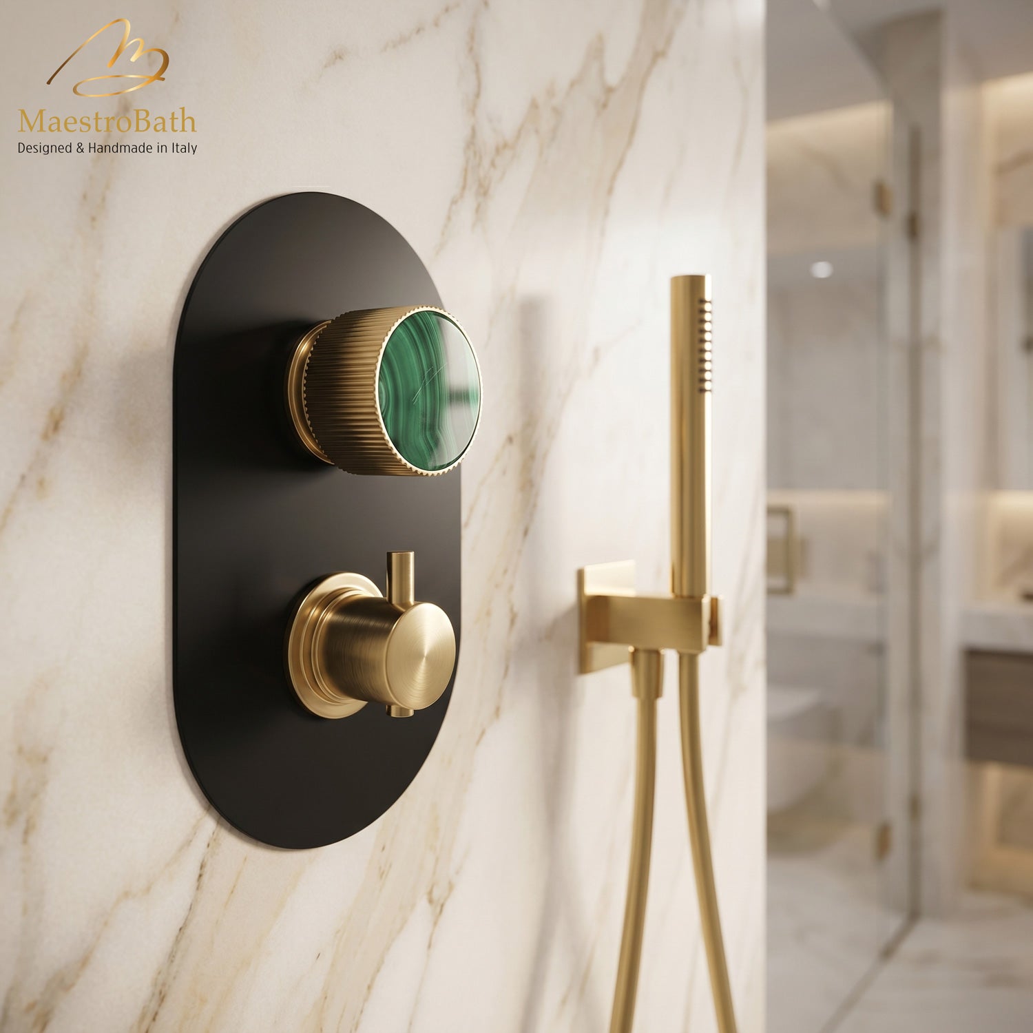 Primo Thermostatic Diverter 2 Ways | Gold/Malachite