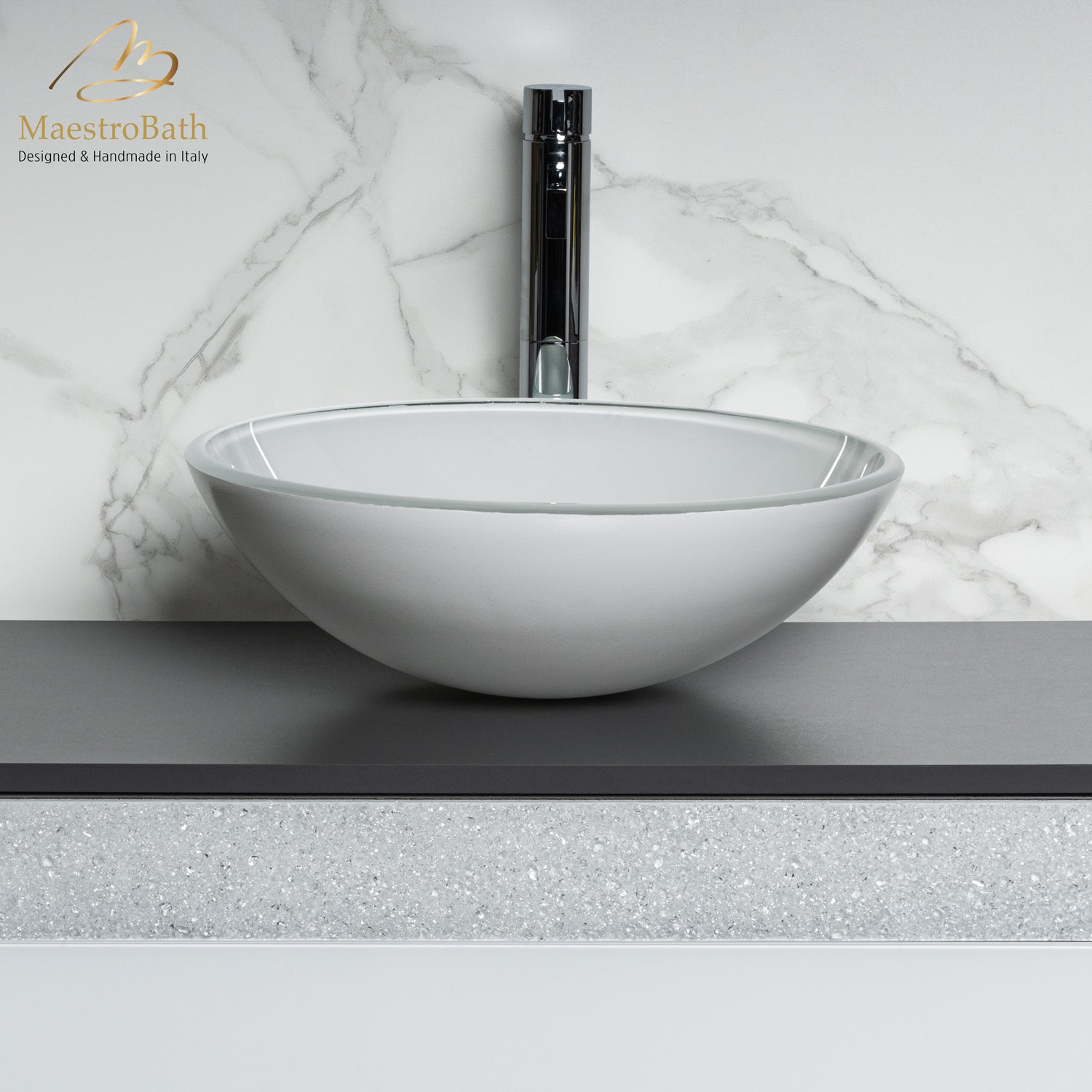 Luxury Round Crystal Vessel Sink #color_white