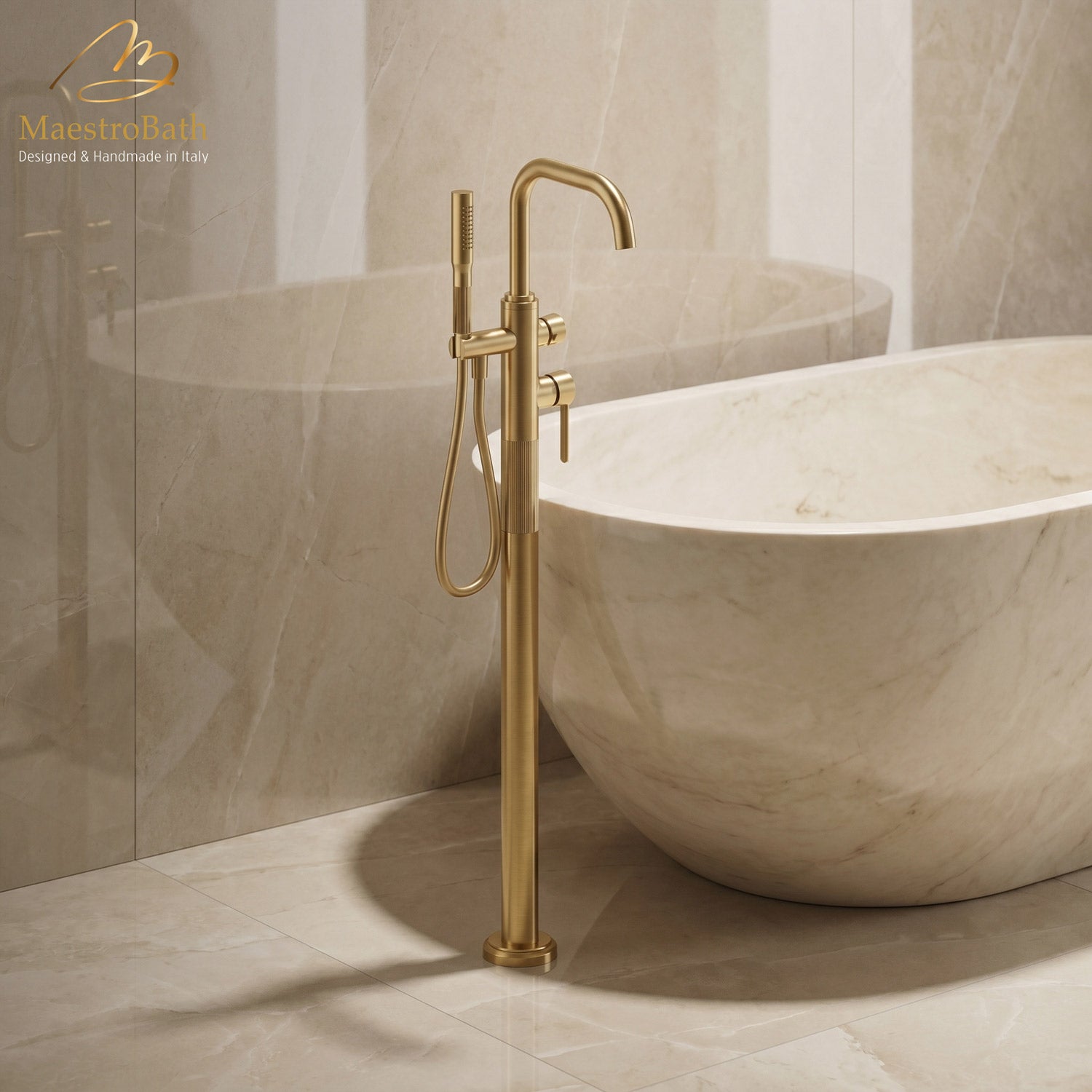 Rigato Luxury Free Standing Tub Filler #color_Brushed Gold