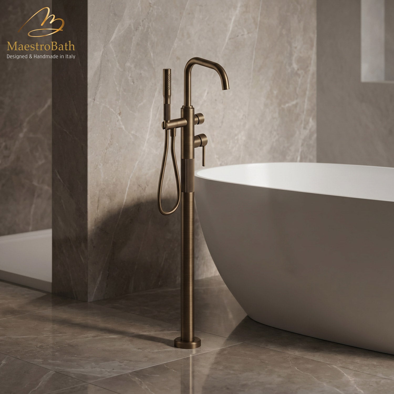 Rigato Luxury Free Standing Tub Filler #color_Tabacco