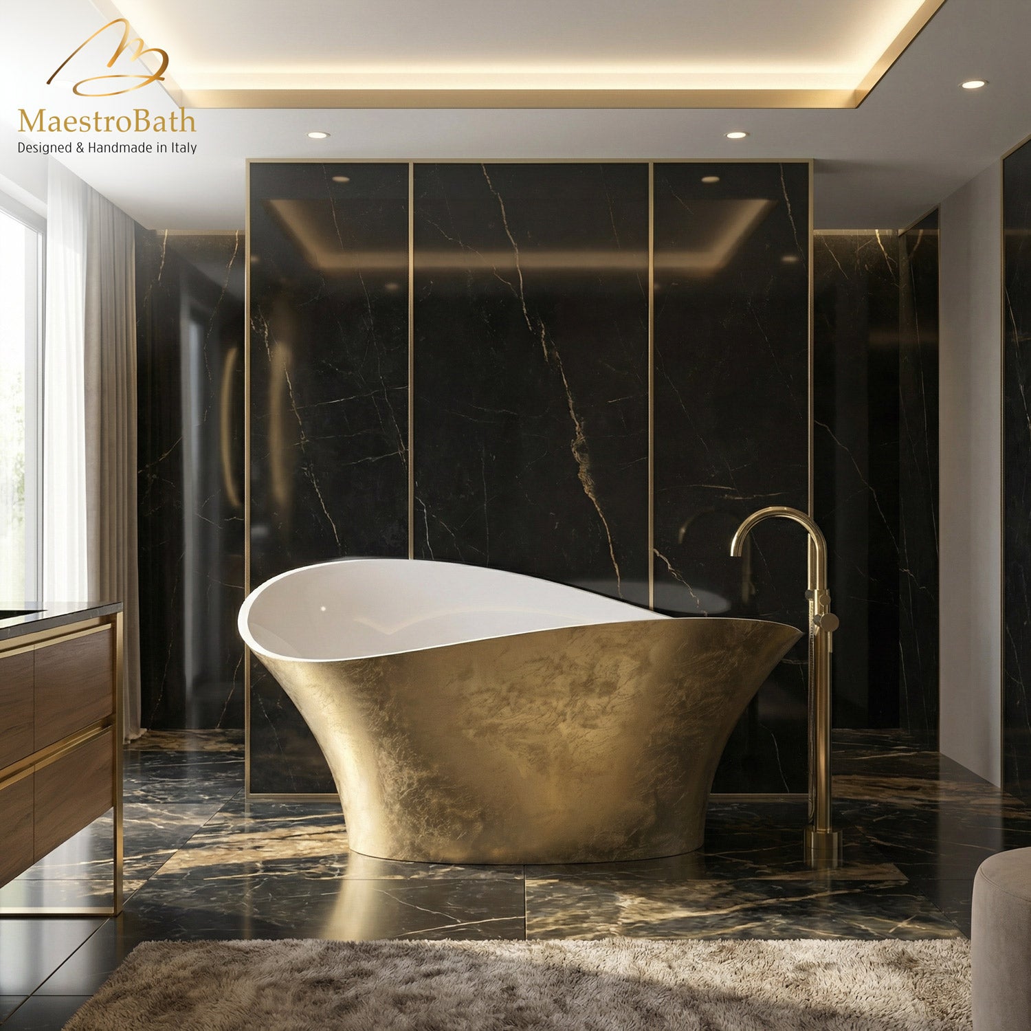 Calla Lily Contemporary Bathtub | Gold Leaf