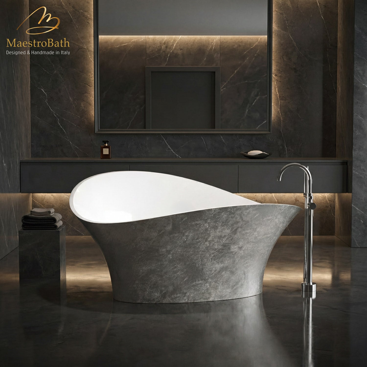 Calla Lily Contemporary Bathtub | Silver Leaf