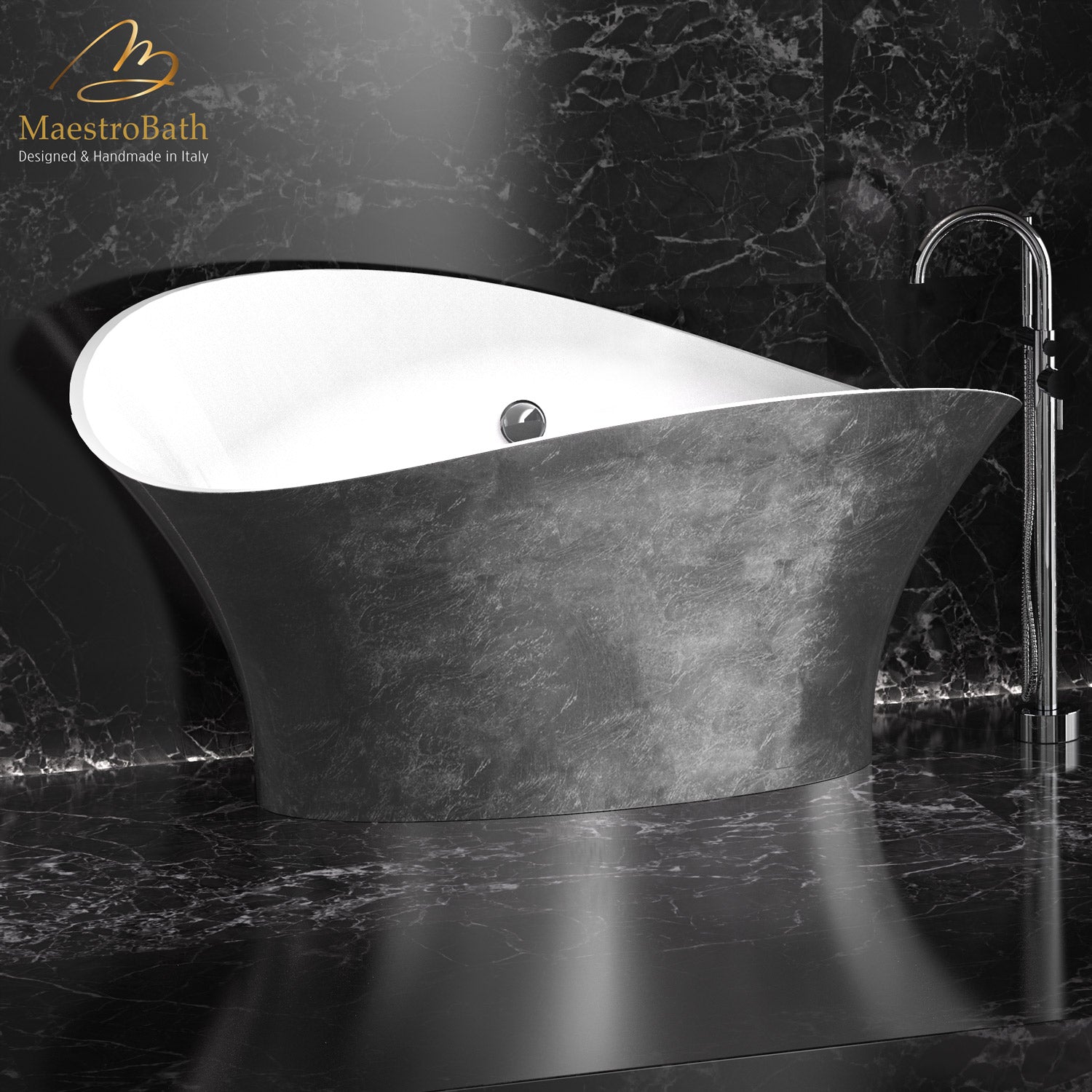 Calla Lily Contemporary Bathtub | Silver Leaf