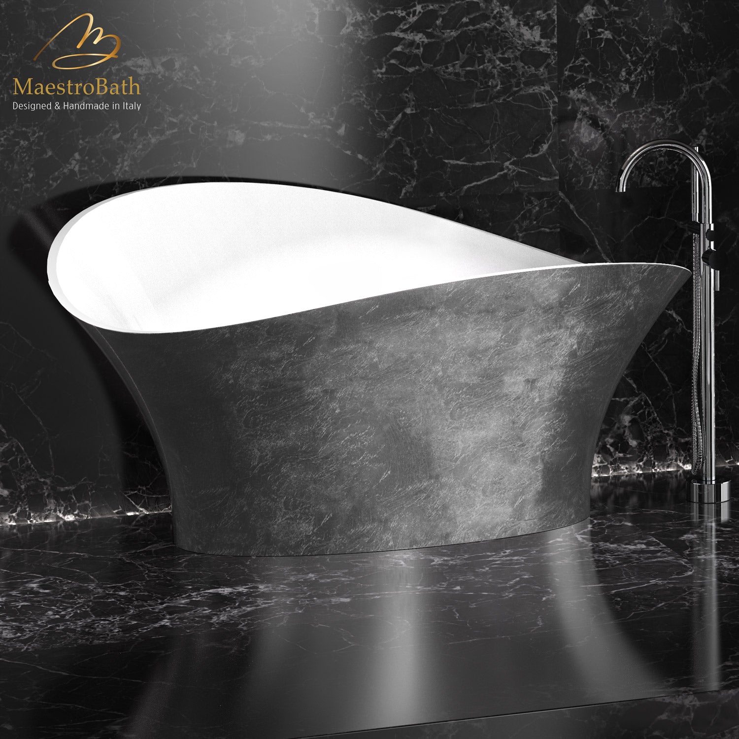 Calla Lily Contemporary Bathtub | Silver Leaf