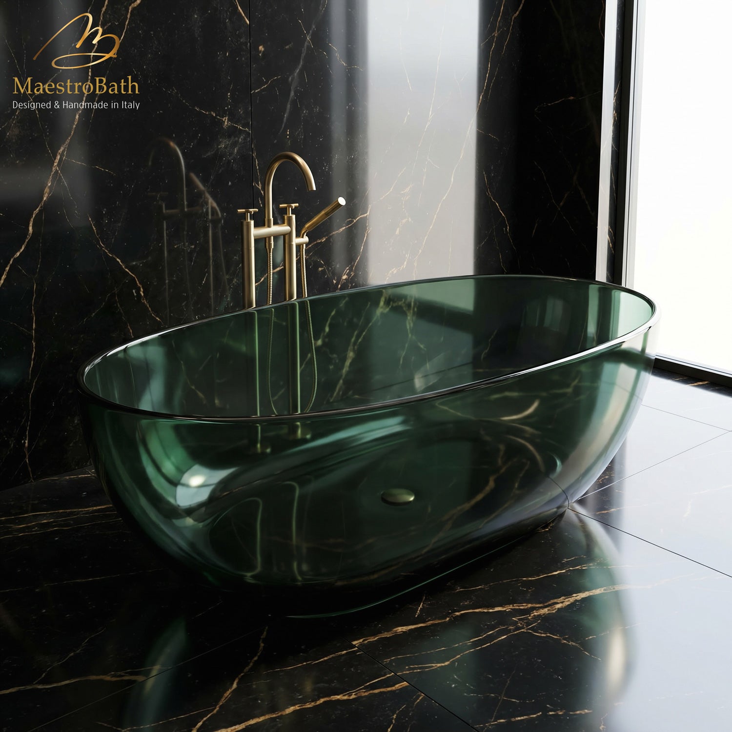 AURELIA Freestanding Bathtub | Hunter Green Translucent