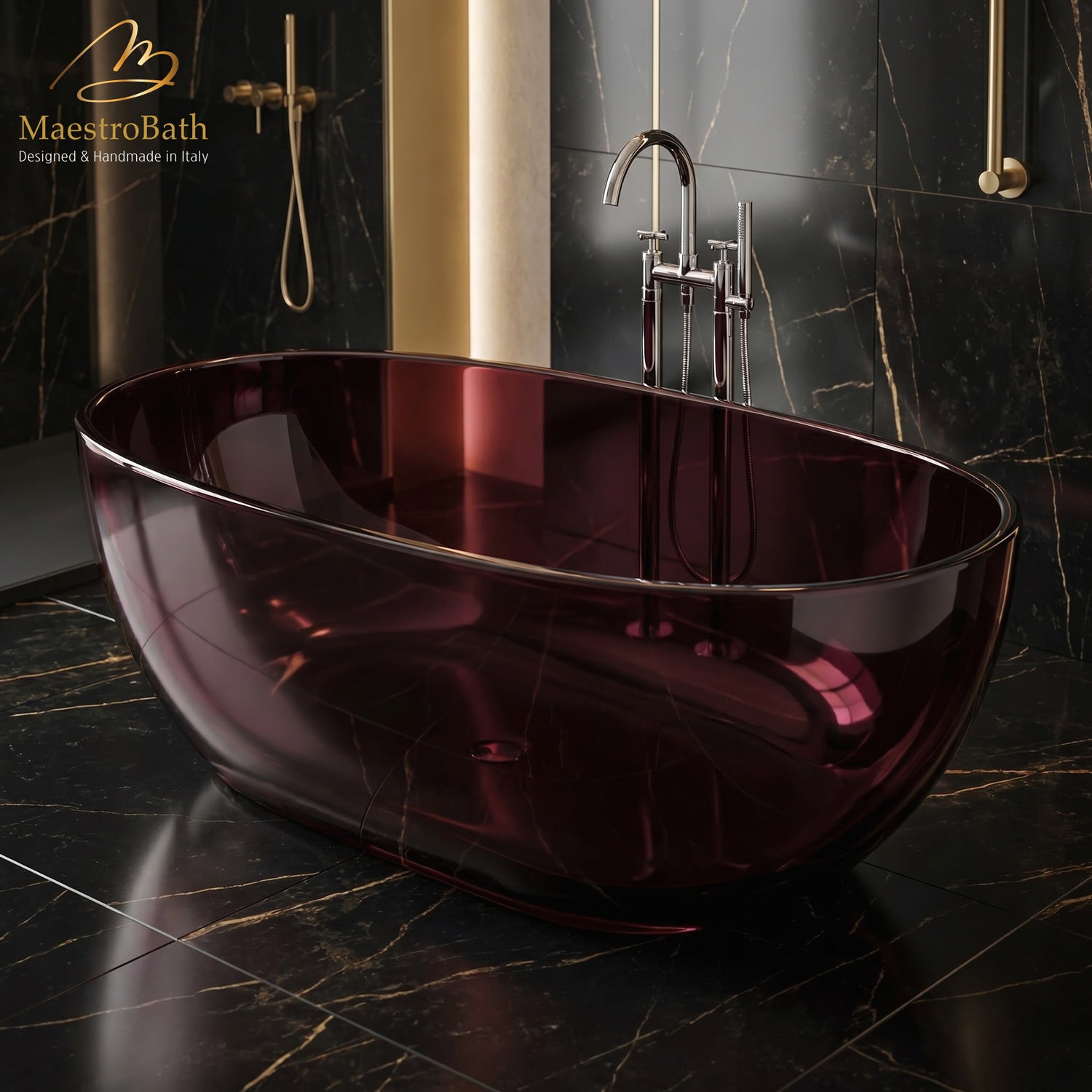 AURELIA Freestanding Bathtub | Purple Red Translucent