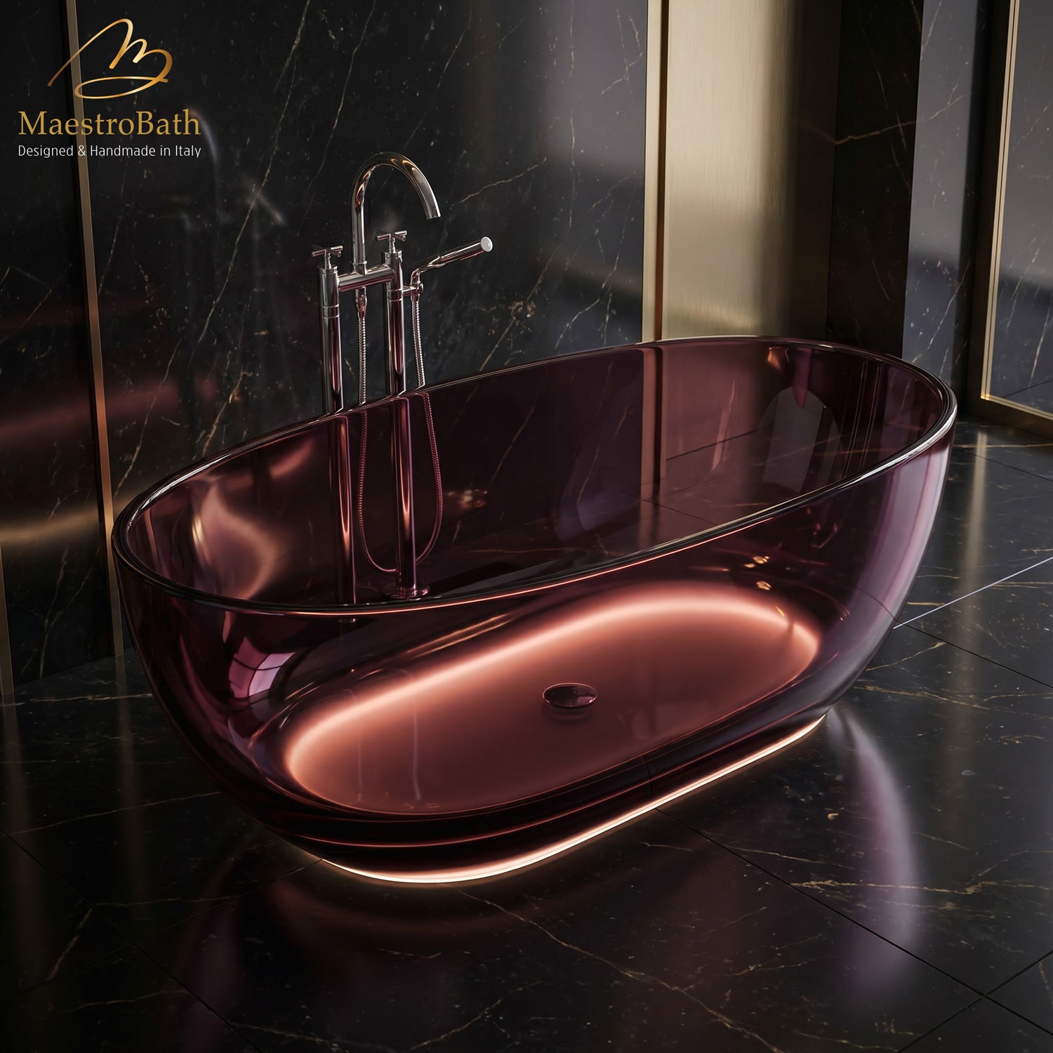 AURELIA LED Freestanding Bathtub | Purple Red Translucent