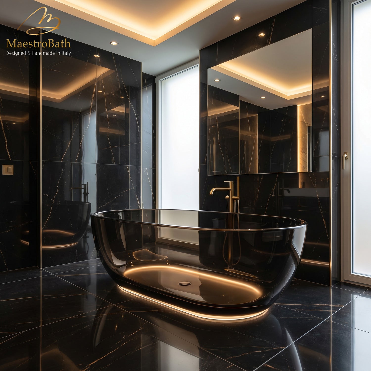 AURELIA LED Freestanding Bathtub | Translucent Dark Fumè