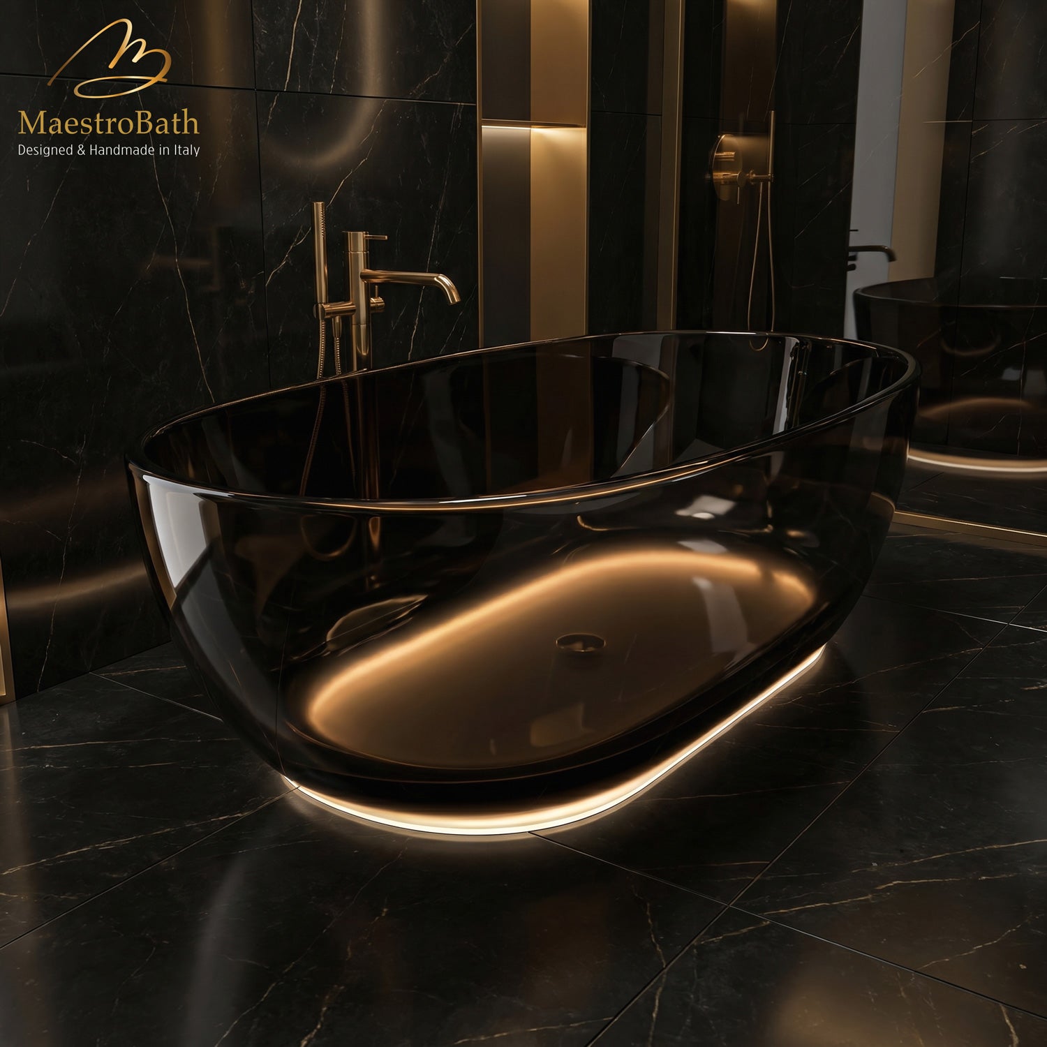 AURELIA LED Freestanding Bathtub | Translucent Dark Fumè