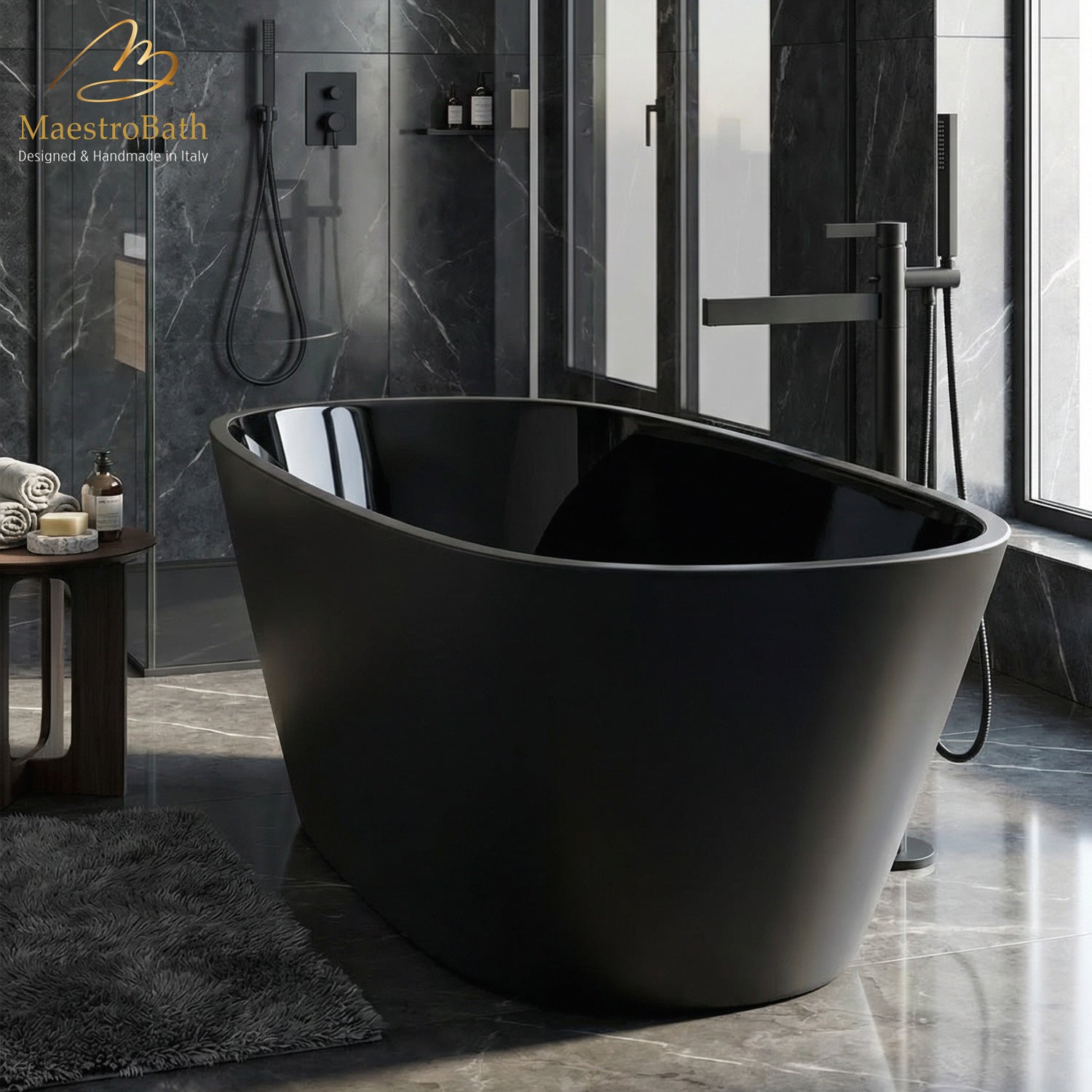 Sophia Luxury Freestanding Bathtub | Black