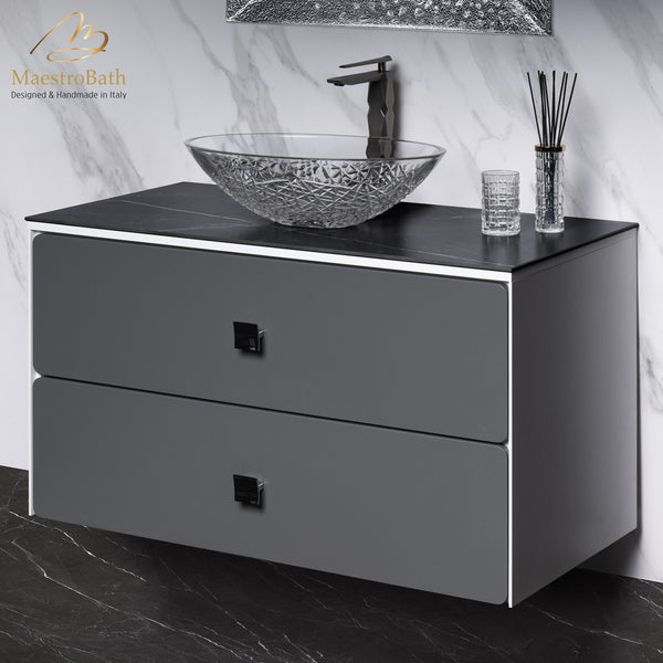 Modern Bathroom Vanity 40" | White and Silver