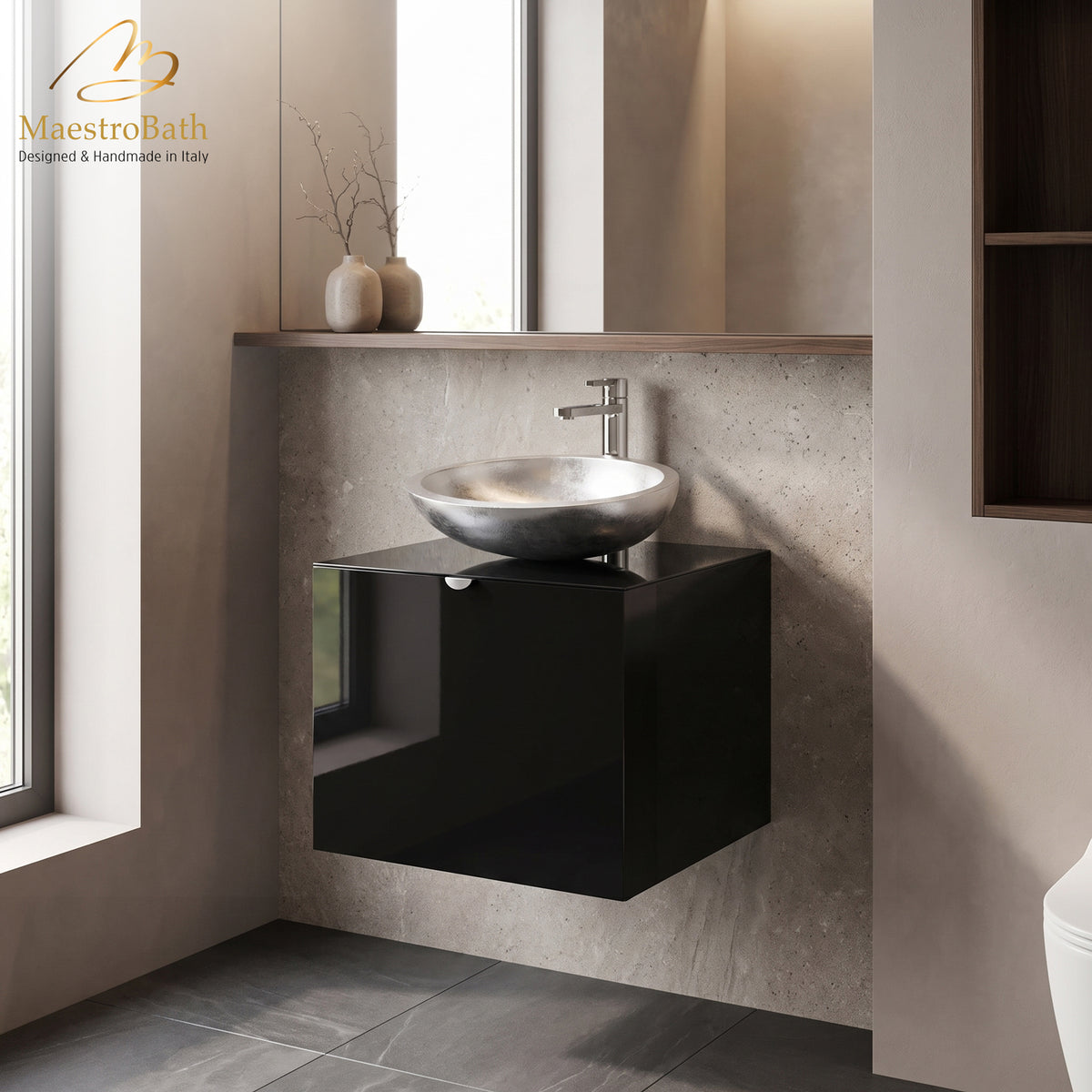 Dora Black Lacquered Bathroom Vanity 20 Inch #color_black