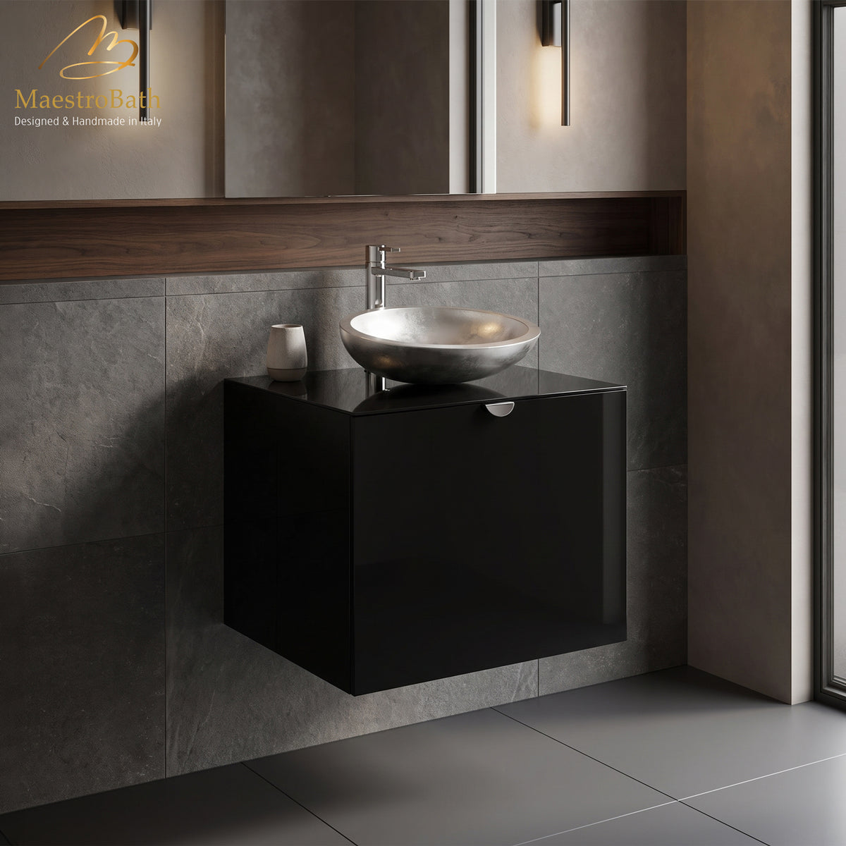 Dora Black Lacquered Bathroom Vanity 20 Inch #color_black