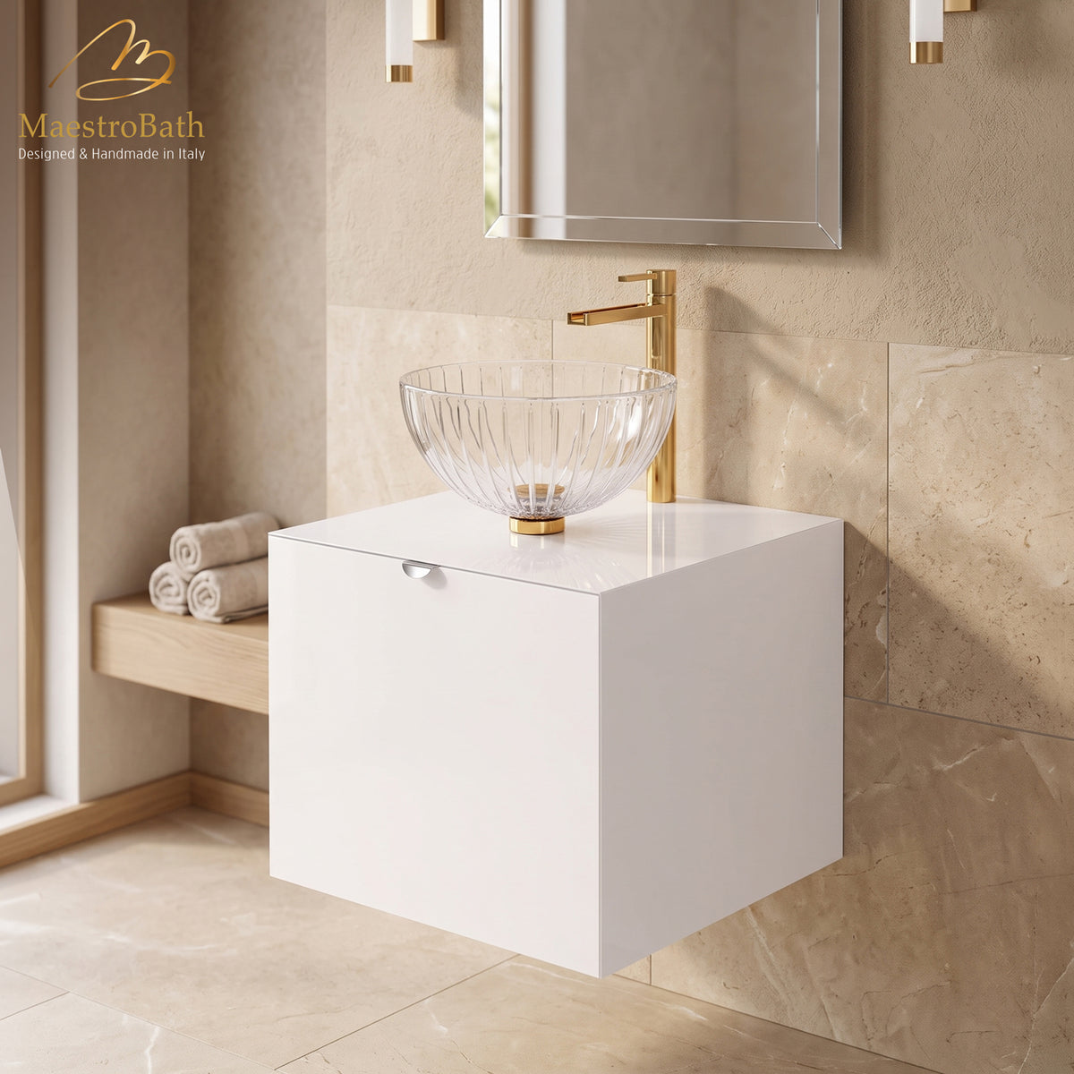Wood bathroom vanity, shown in white, 20 inch wide, made of solid wood #color_white