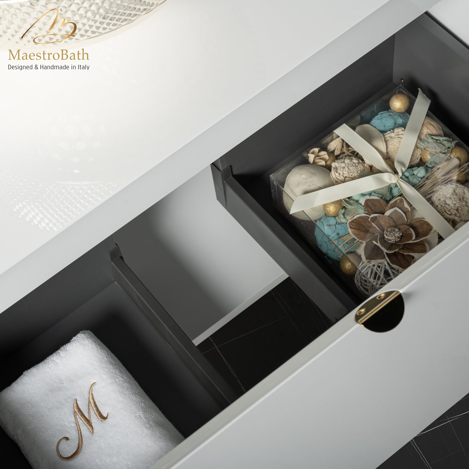 Dora White Lacquered Bathroom Vanity 30 Inch #color_white and gold