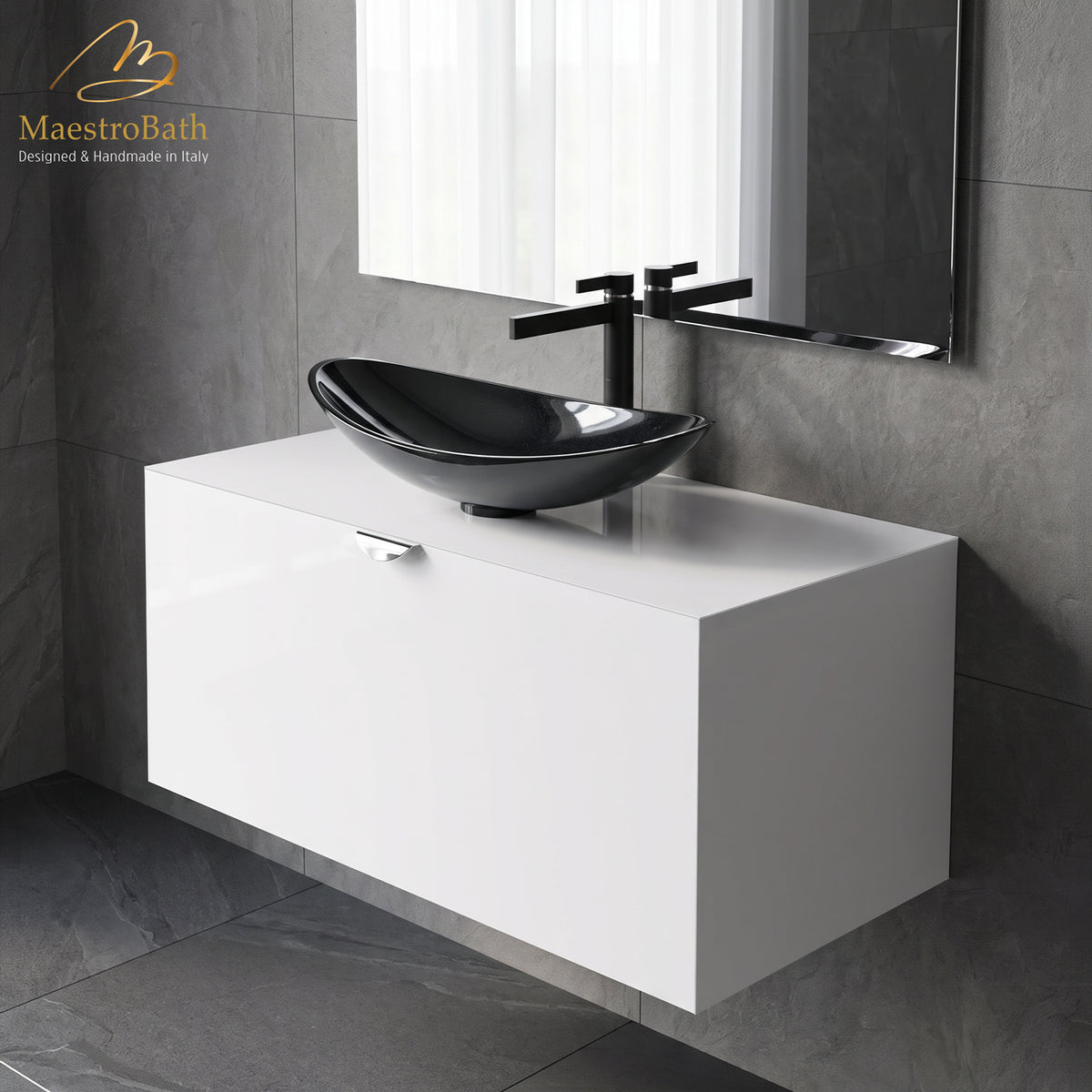 Dora 40 White Lacquered Bathroom Vanity #color_white