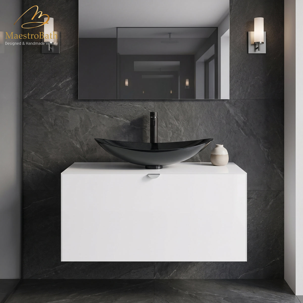Dora 40 White Lacquered Bathroom Vanity #color_white