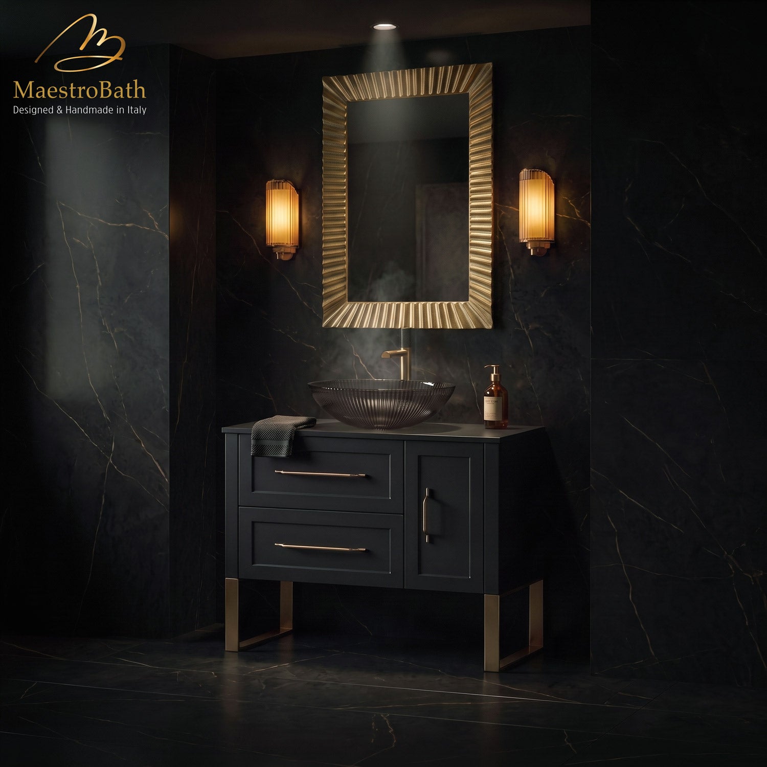 Antico 39 inch Bathroom Vanity, 39 inch wide, made of solid wood #color_black