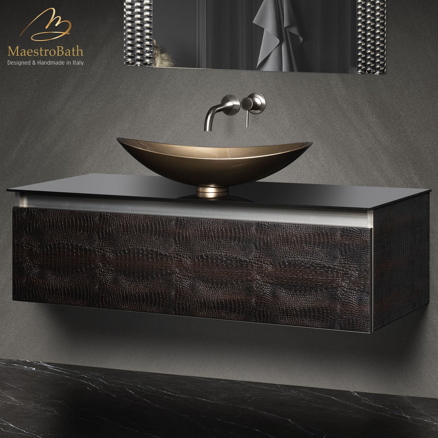 Luxury Crocodile Bathroom Vanity | Dark Crocodile #Size_48"