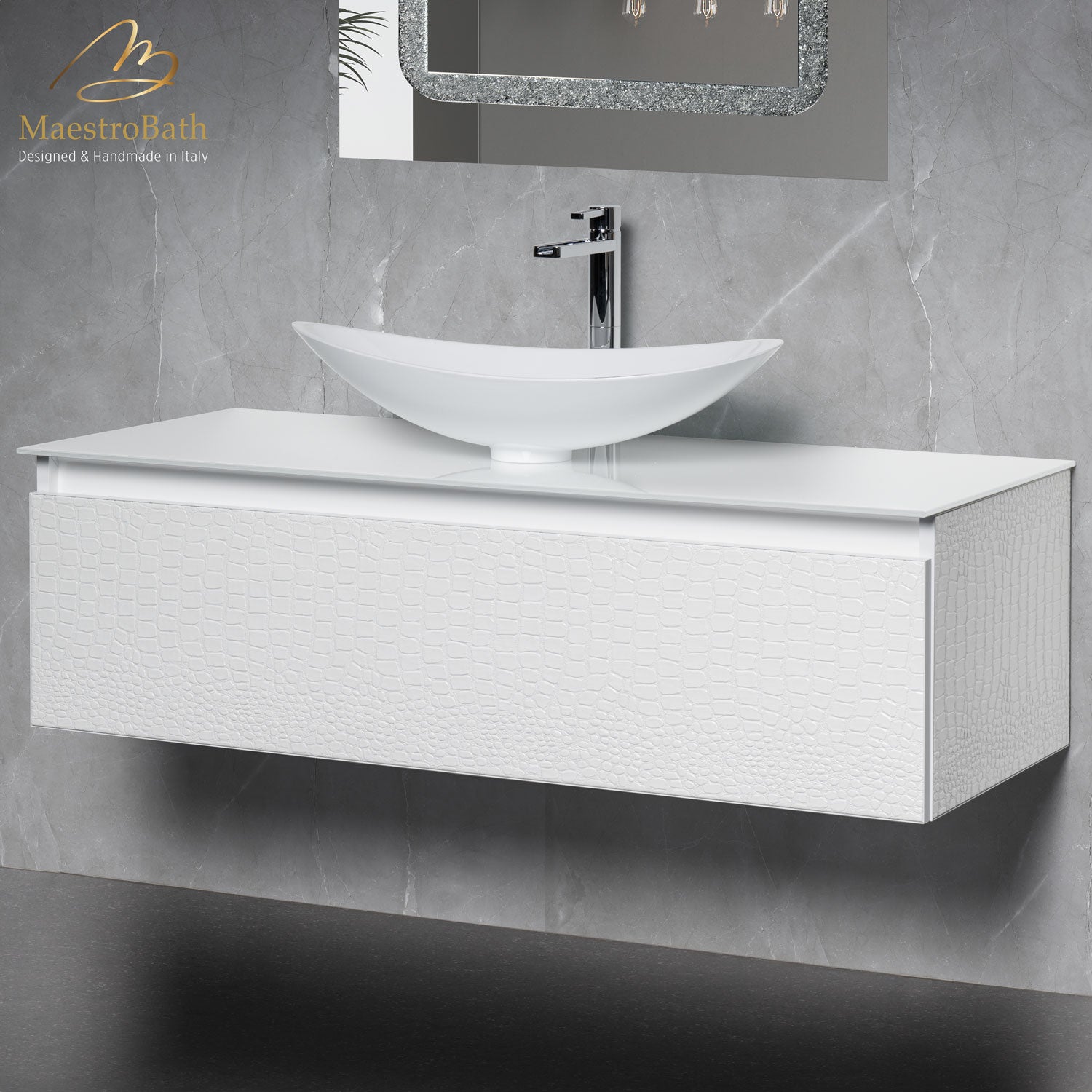 Luxury Crocodile Bathroom Vanity | White Crocodile #Size_48"
