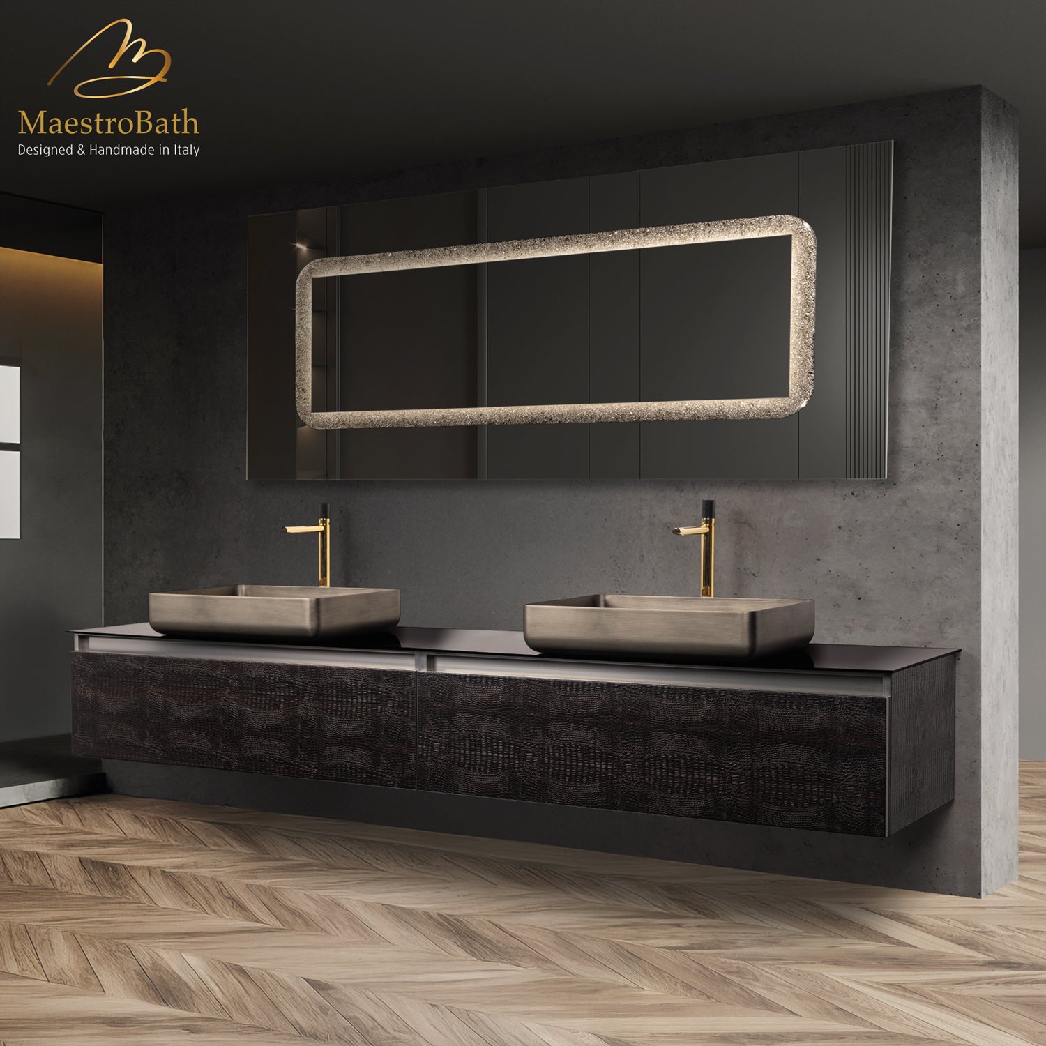 Luxury Crocodile Bathroom Vanity | Dark Crocodile #Size_96"
