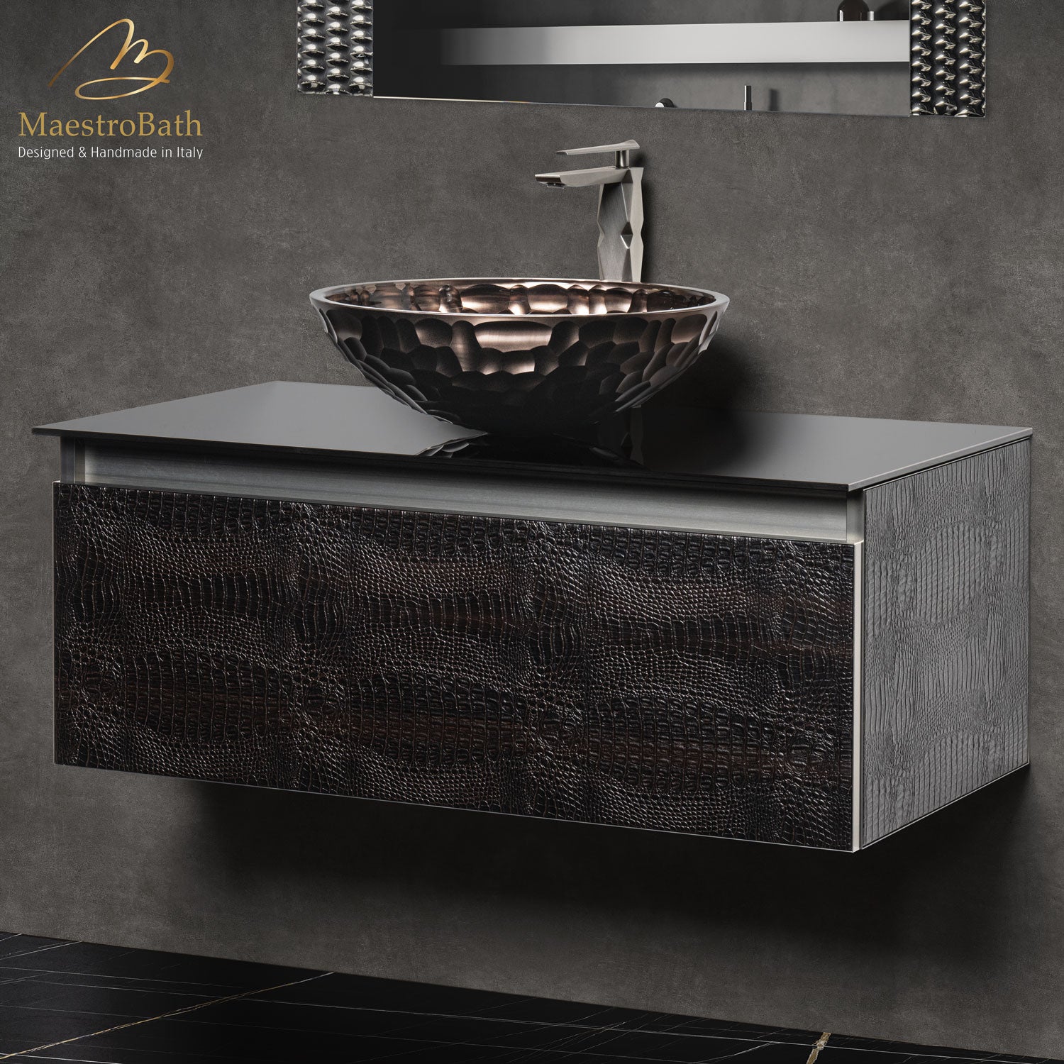 Luxury Crocodile Bathroom Vanity | Dark Crocodile #Size_36"