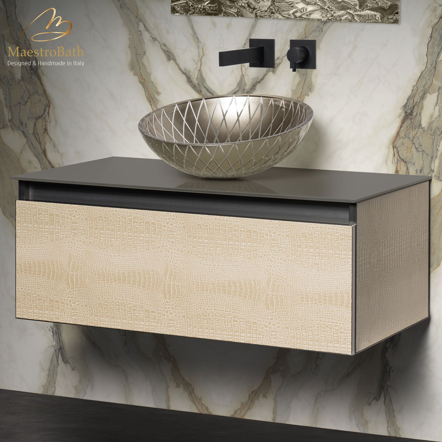 Luxury Crocodile Bathroom Vanity | Light Crocodile #Size_36"