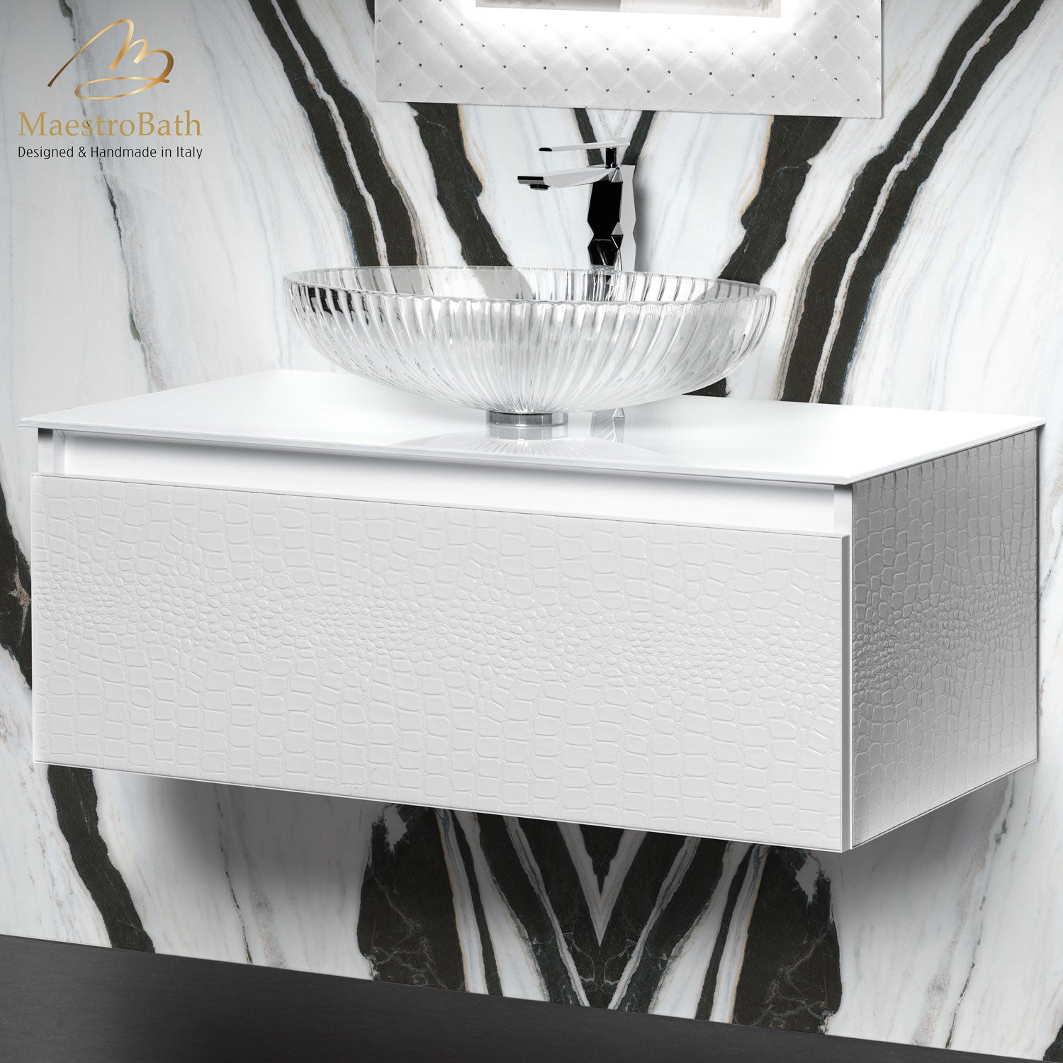 Luxury Crocodile Bathroom Vanity | White Crocodile #Size_36"