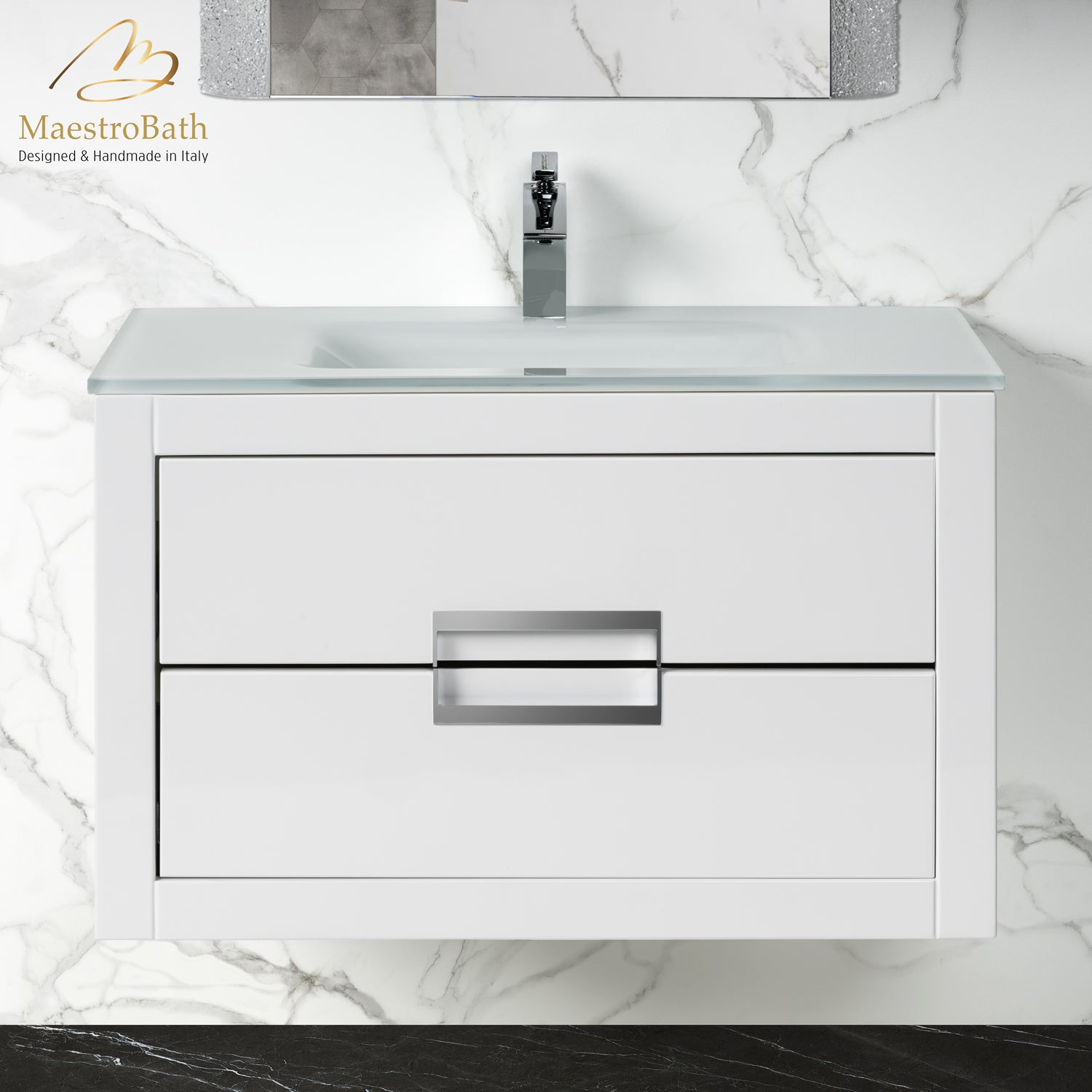 Danya White and Silver Leather Modern Bathroom Vanity 32 Inch #Size_32"