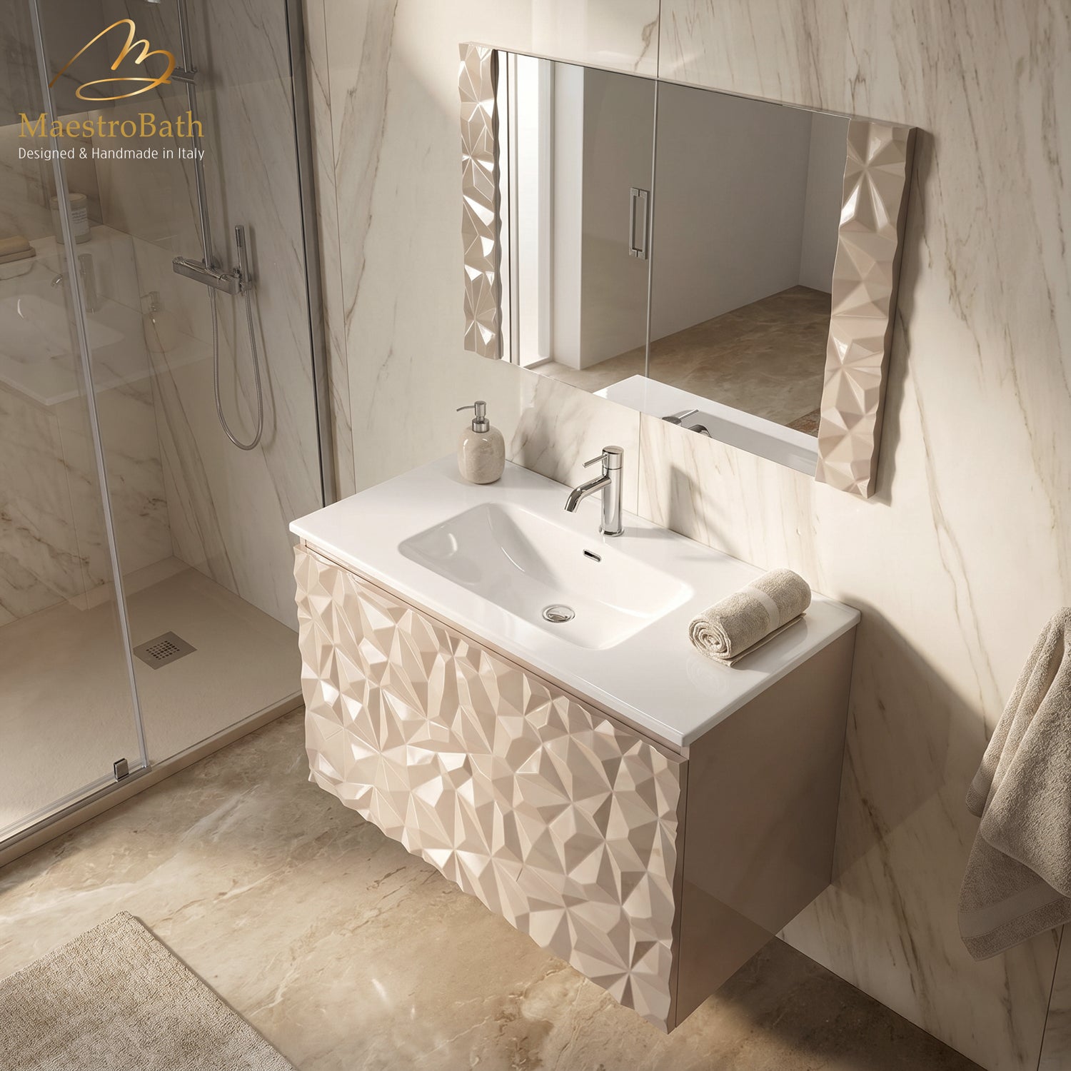 Diamante Modern Bathroom Vanity with Integrated Ceramic Sink #color_cashmere
