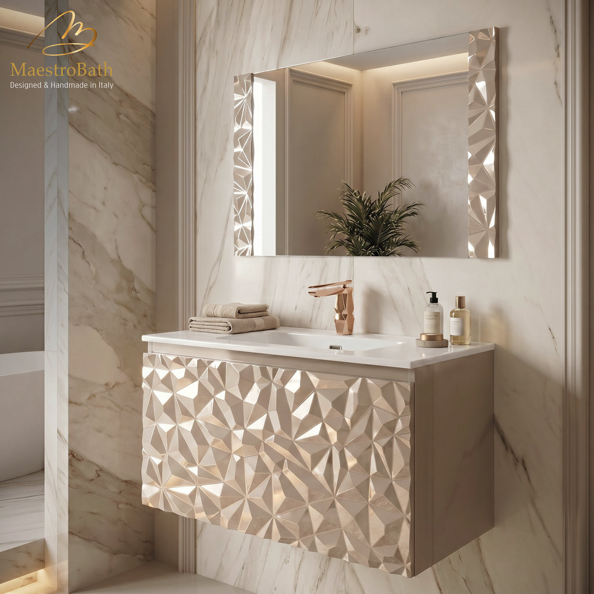 Diamante Modern Bathroom Vanity #color_cashmere