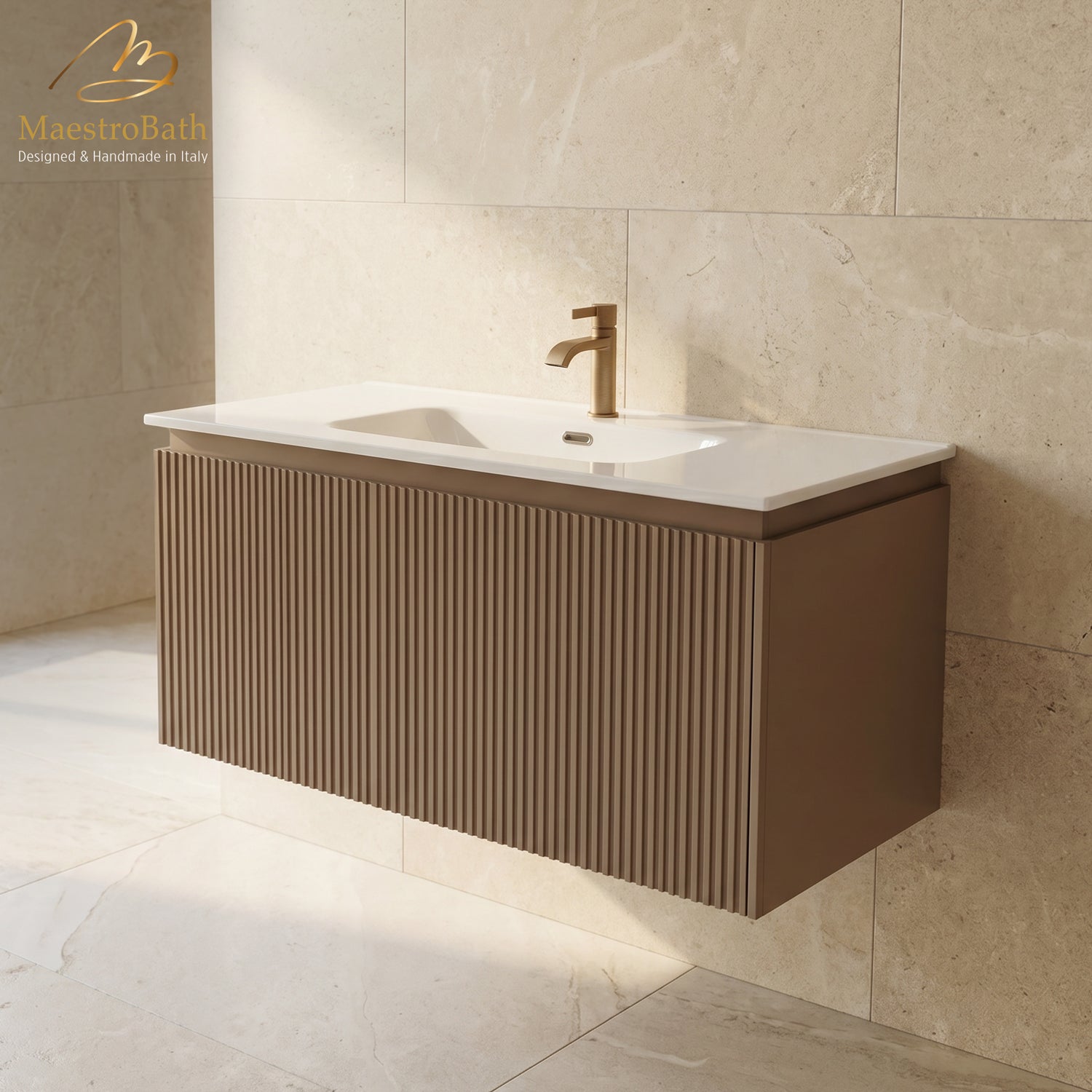 LINEA Luxury Wall Mounted Bathroom Vanity with Integrated Sink #Size_40"