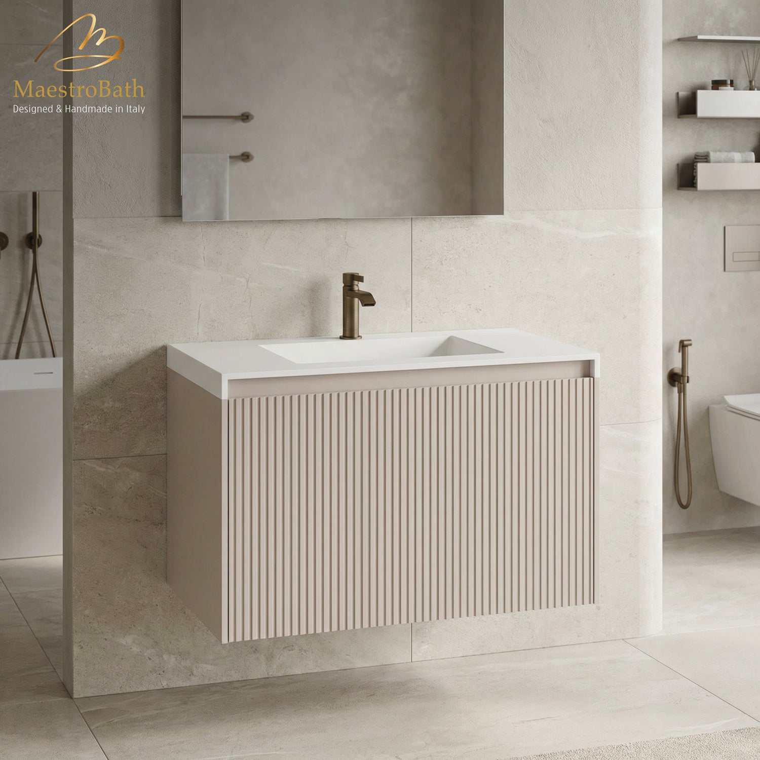 LINEA Luxury Wall Mounted Bathroom Vanity with Integrated Sink #Size_32"