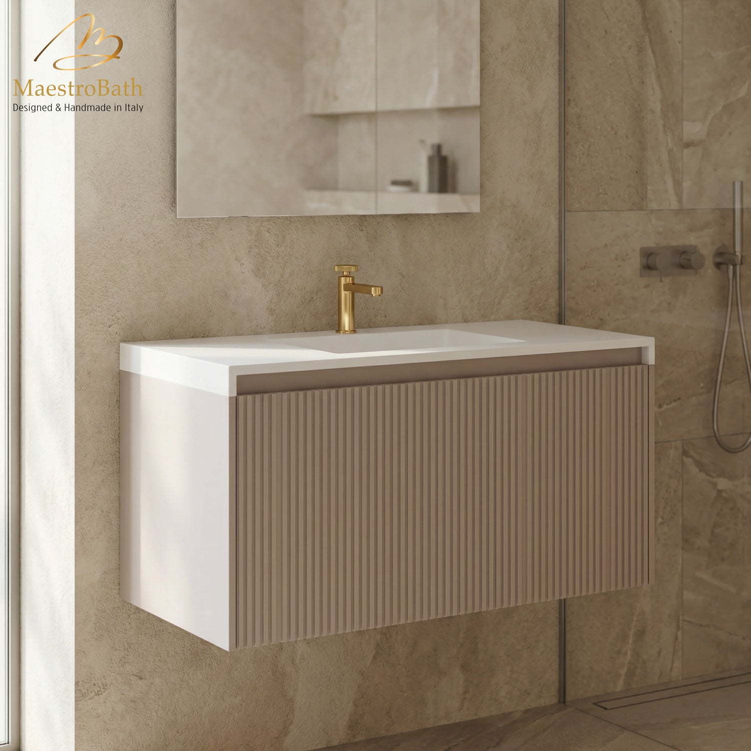 LINEA Luxury Wall Mounted Bathroom Vanity with Integrated Sink #Size_40"