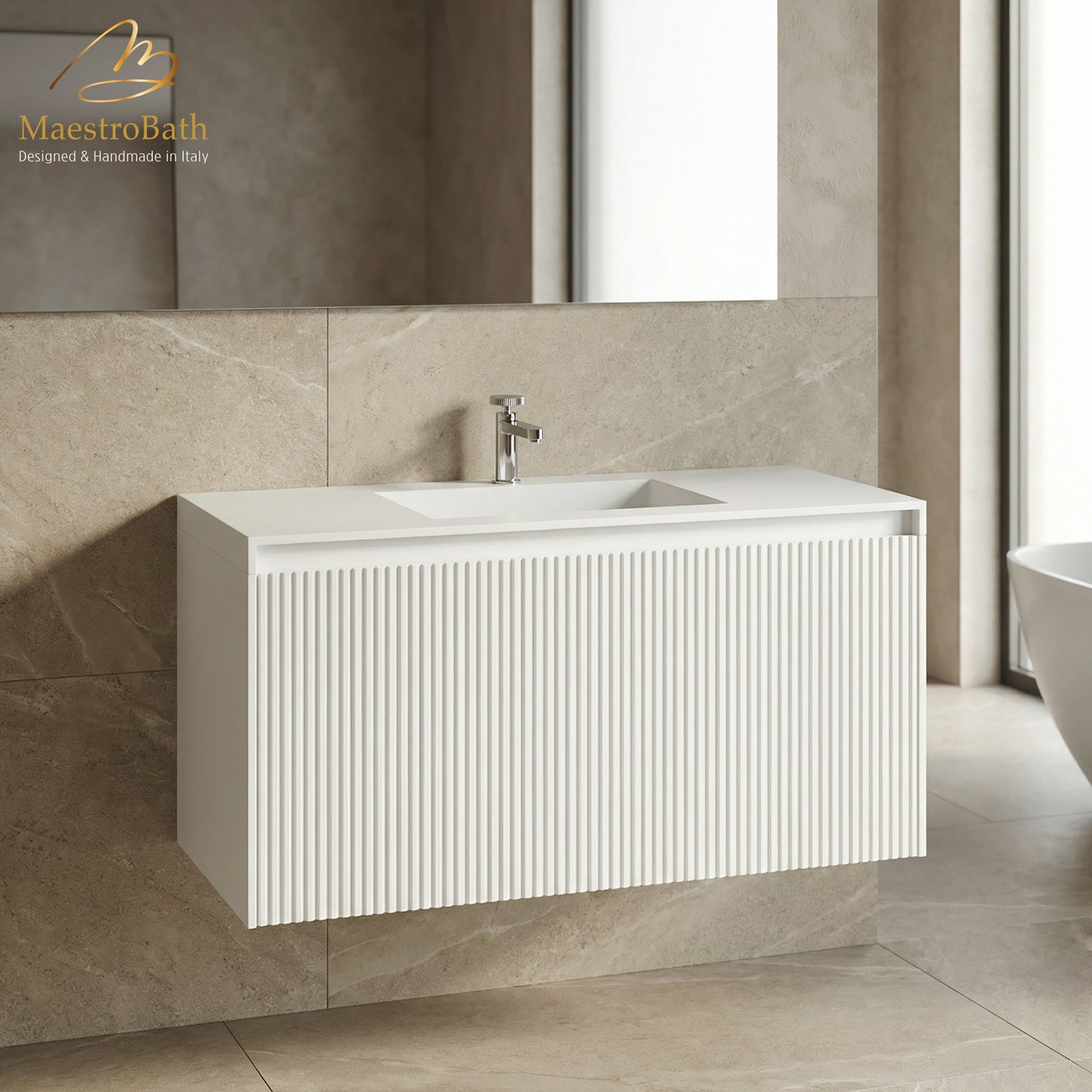 LINEA Luxury Wall Mounted Bathroom Vanity with Integrated Sink #Size_40"