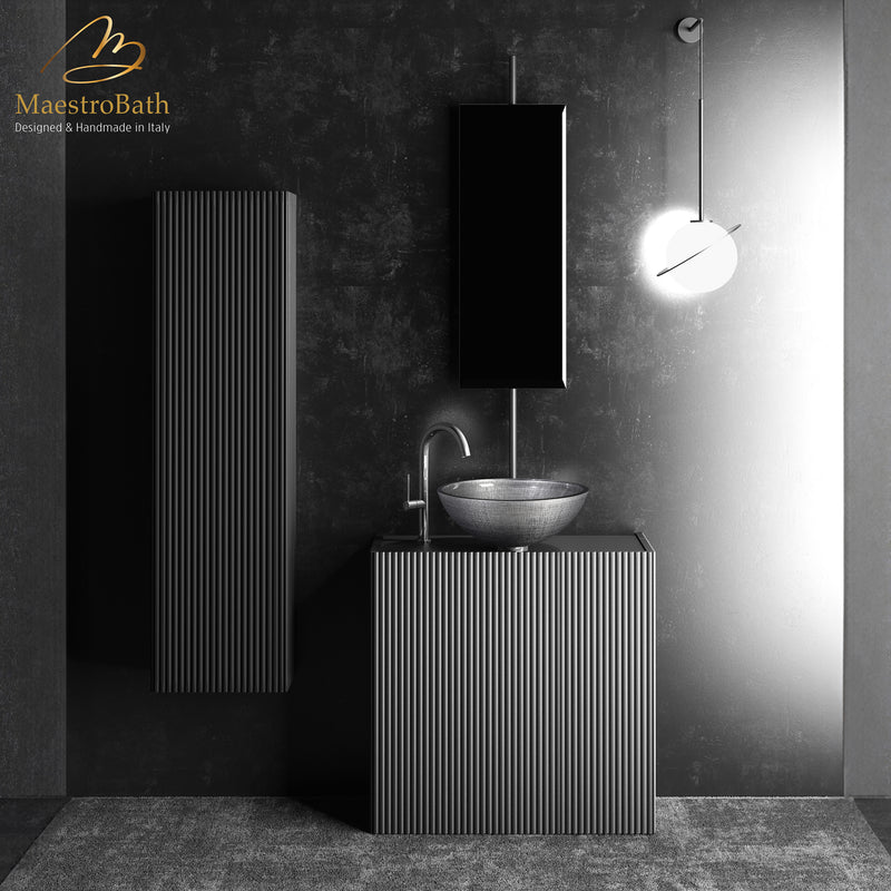 Gloria Luxury Bathroom Vanity & Integrated Mirror | Black
