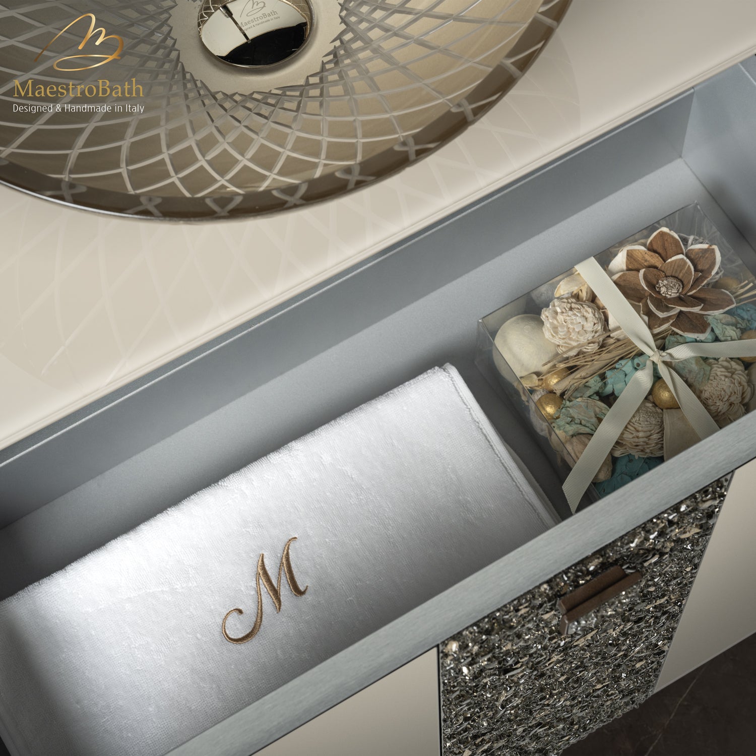 Luxury Crystal Glass Wallmount Bathroom Double Vanity | Bronze #color_bronze